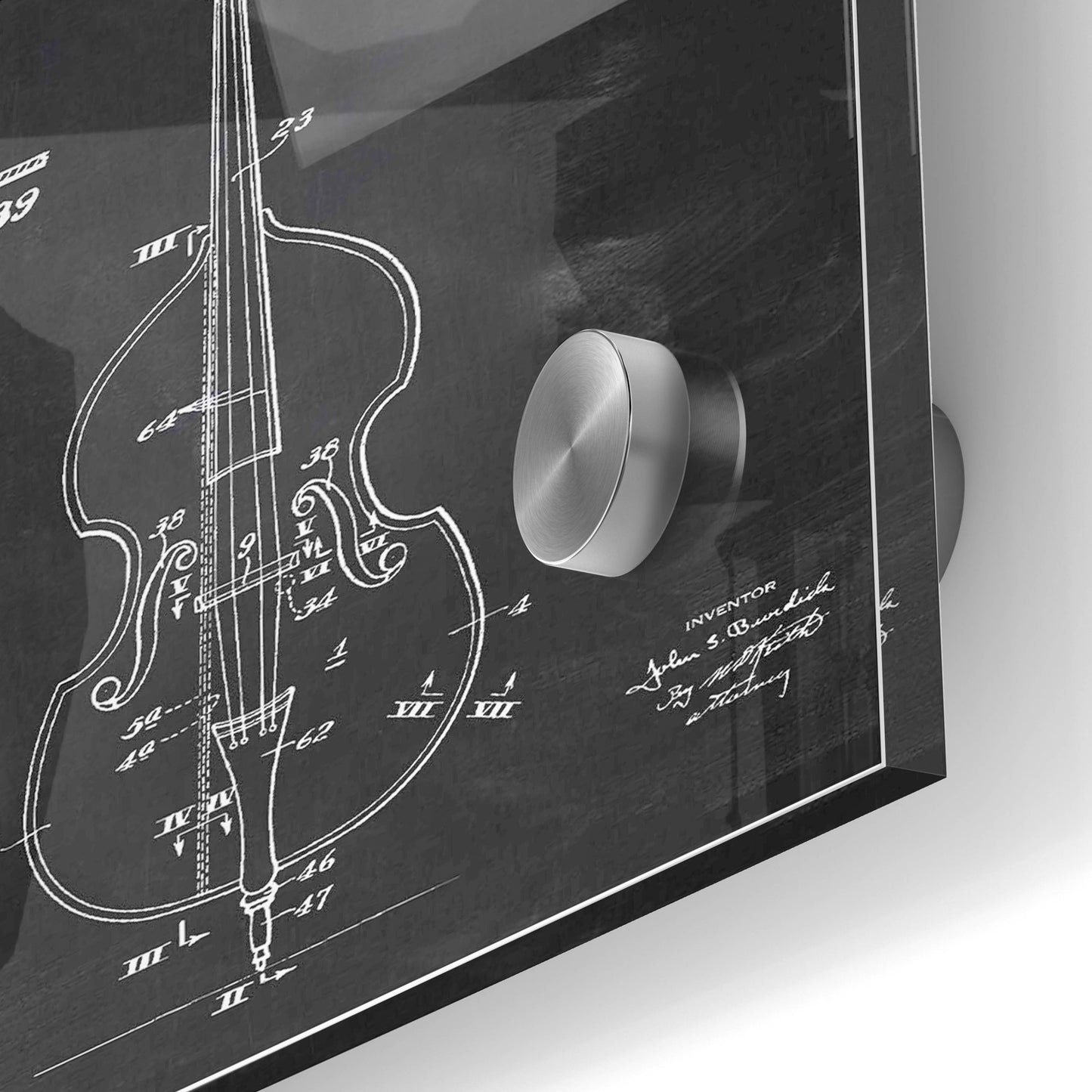Epic Art 'Violin Blueprint Patent Chalkboard' Acrylic Glass Wall Art,24x36