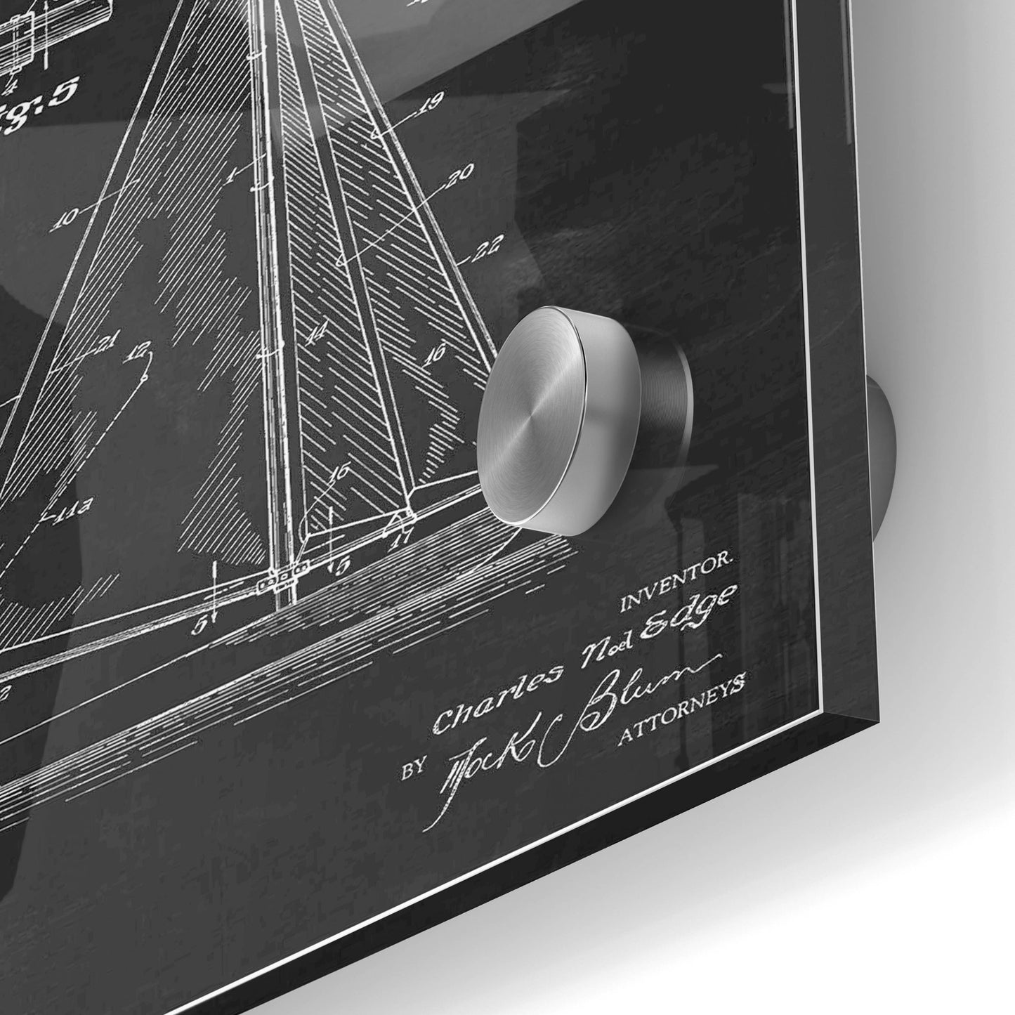 Epic Art 'Sailboat Blueprint Patent Chalkboard' Acrylic Glass Wall Art,24x36