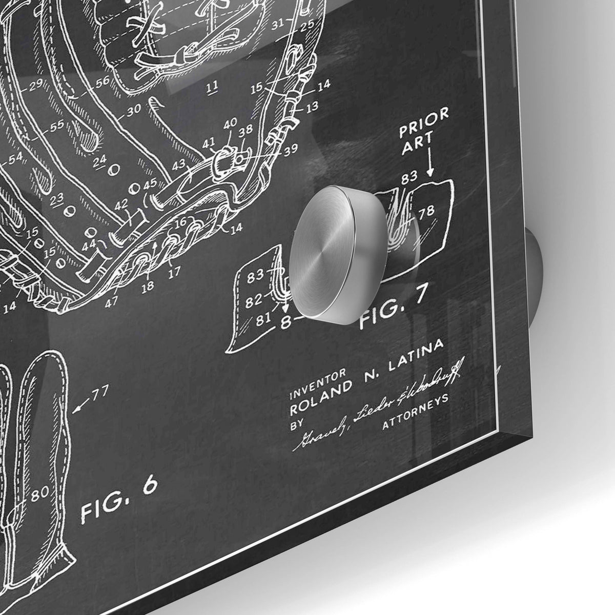 Epic Art 'Baseball Glove, 1971, Blueprint Patent Chalkboard' Acrylic Glass Wall Art,24x36