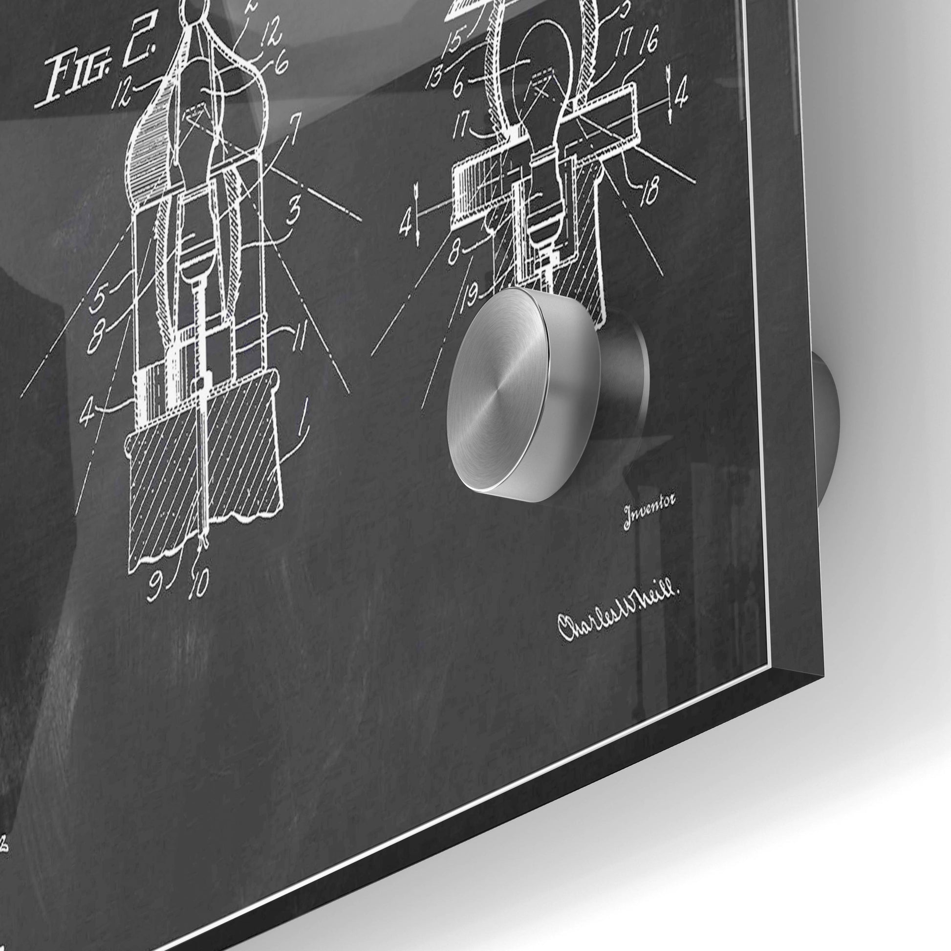 Epic Art 'Lighthouse Reading Lamp Blueprint Patent Chalkboard' Acrylic Glass Wall Art,24x36