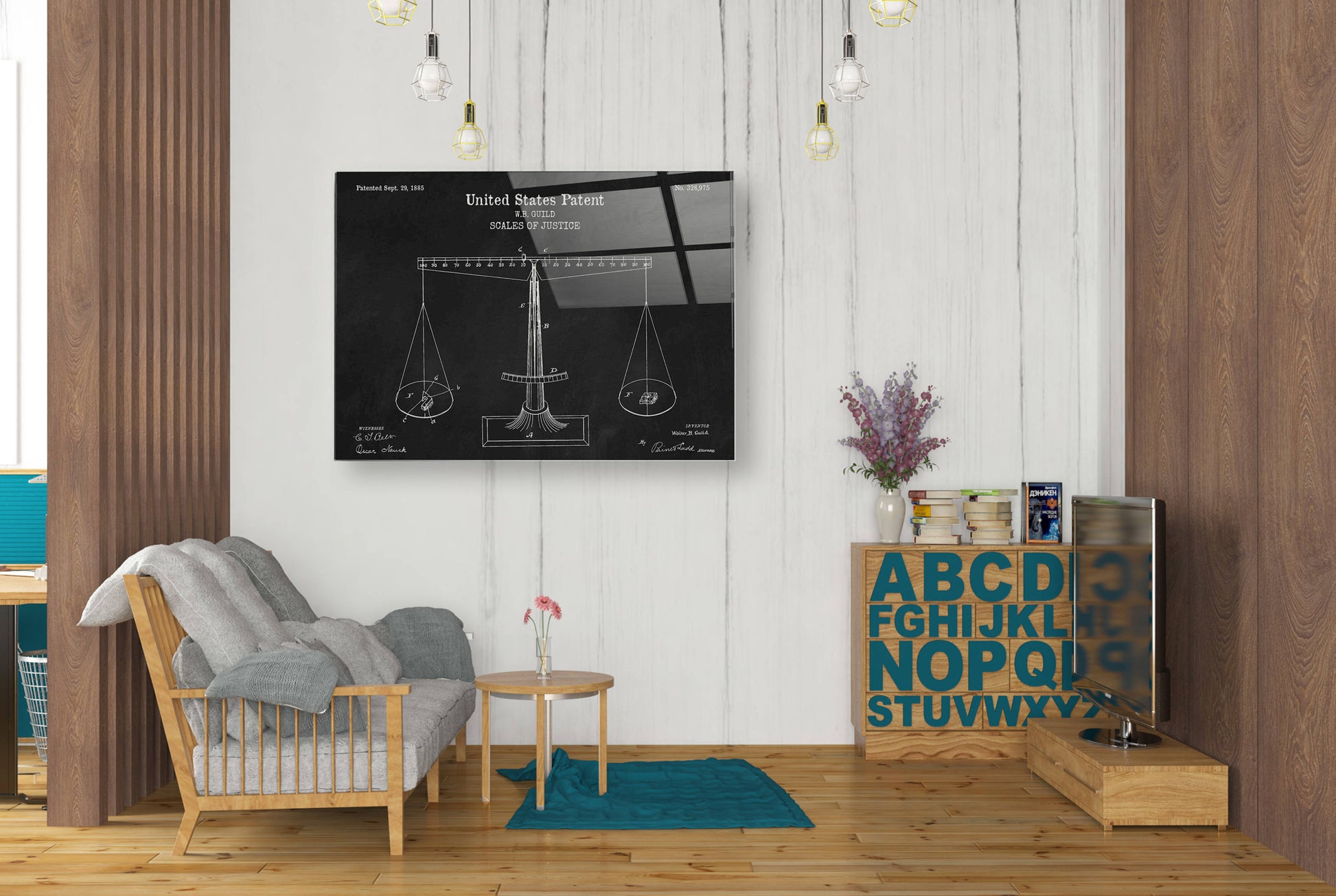 Epic Art 'Scales of Justice Blueprint Patent Chalkboard' Acrylic Glass Wall Art,24x36