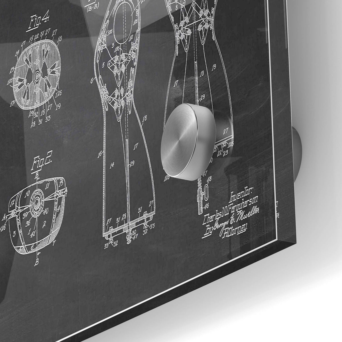 Epic Art 'Dress Form Blueprint Patent Chalkboard' Acrylic Glass Wall Art,24x36