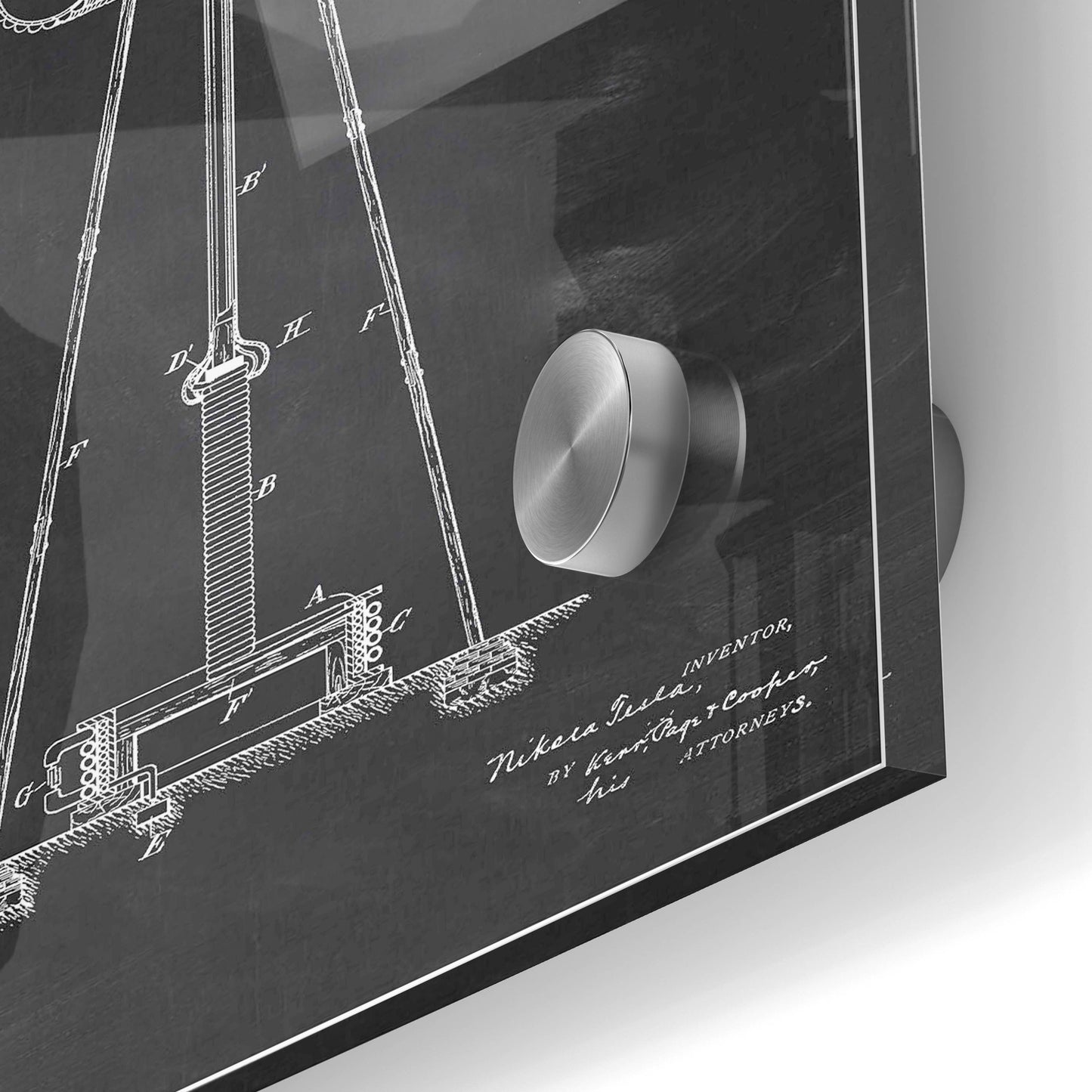 Epic Art 'Tesla Apparatus for Transmitting Electrical Energy Blueprint Patent Chalkboard' Acrylic Glass Wall Art,24x36