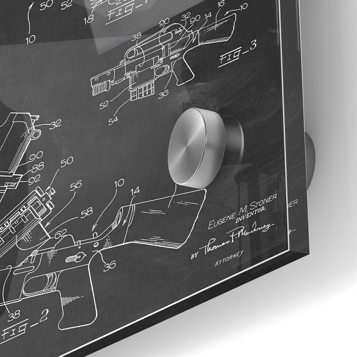 Epic Art 'Ammunition Feeder for Army Rifle Blueprint Patent Chalkboard' Acrylic Glass Wall Art,24x36