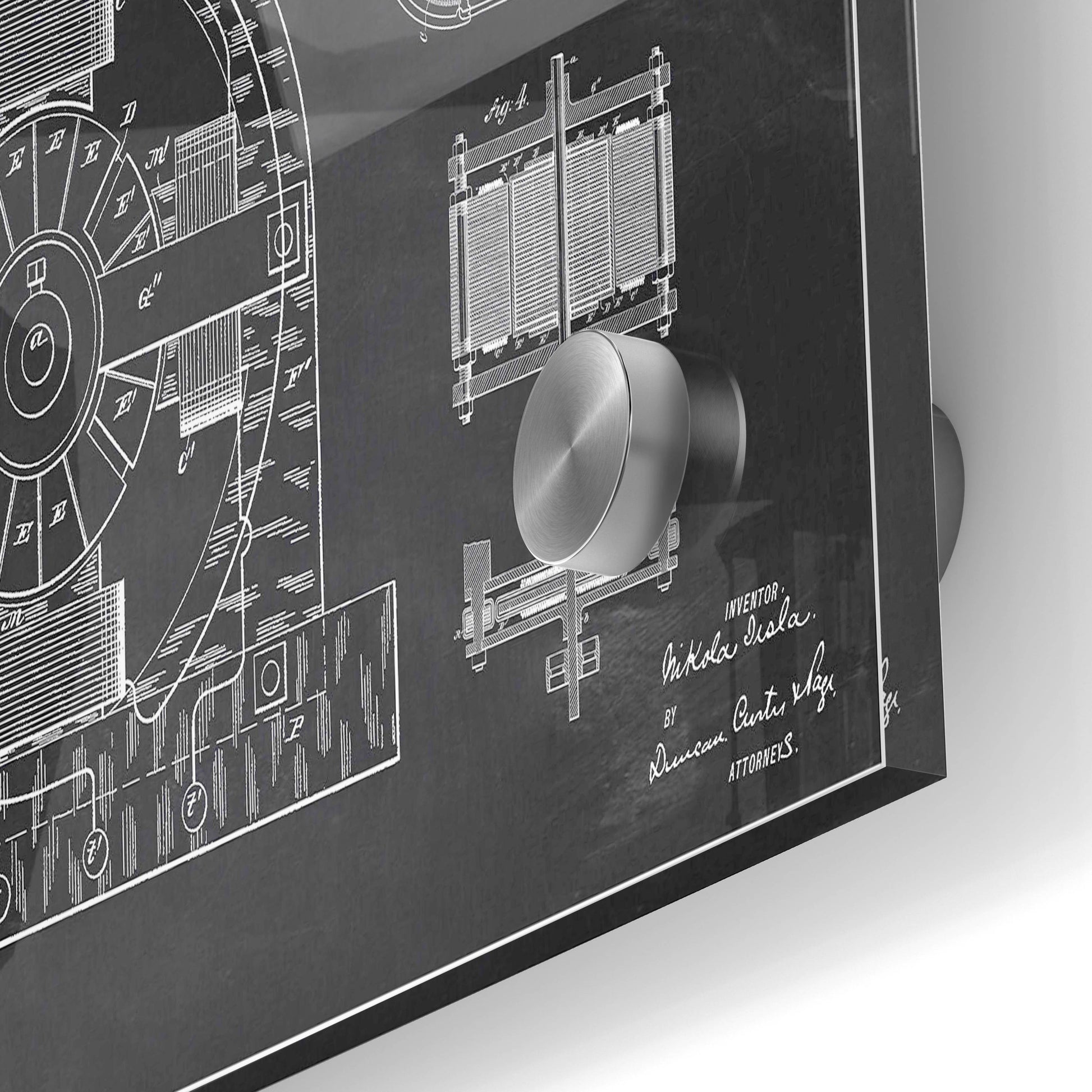 Epic Art 'Tesla Electro Magnetic Motor Blueprint Patent Chalkboard' Acrylic Glass Wall Art,24x36
