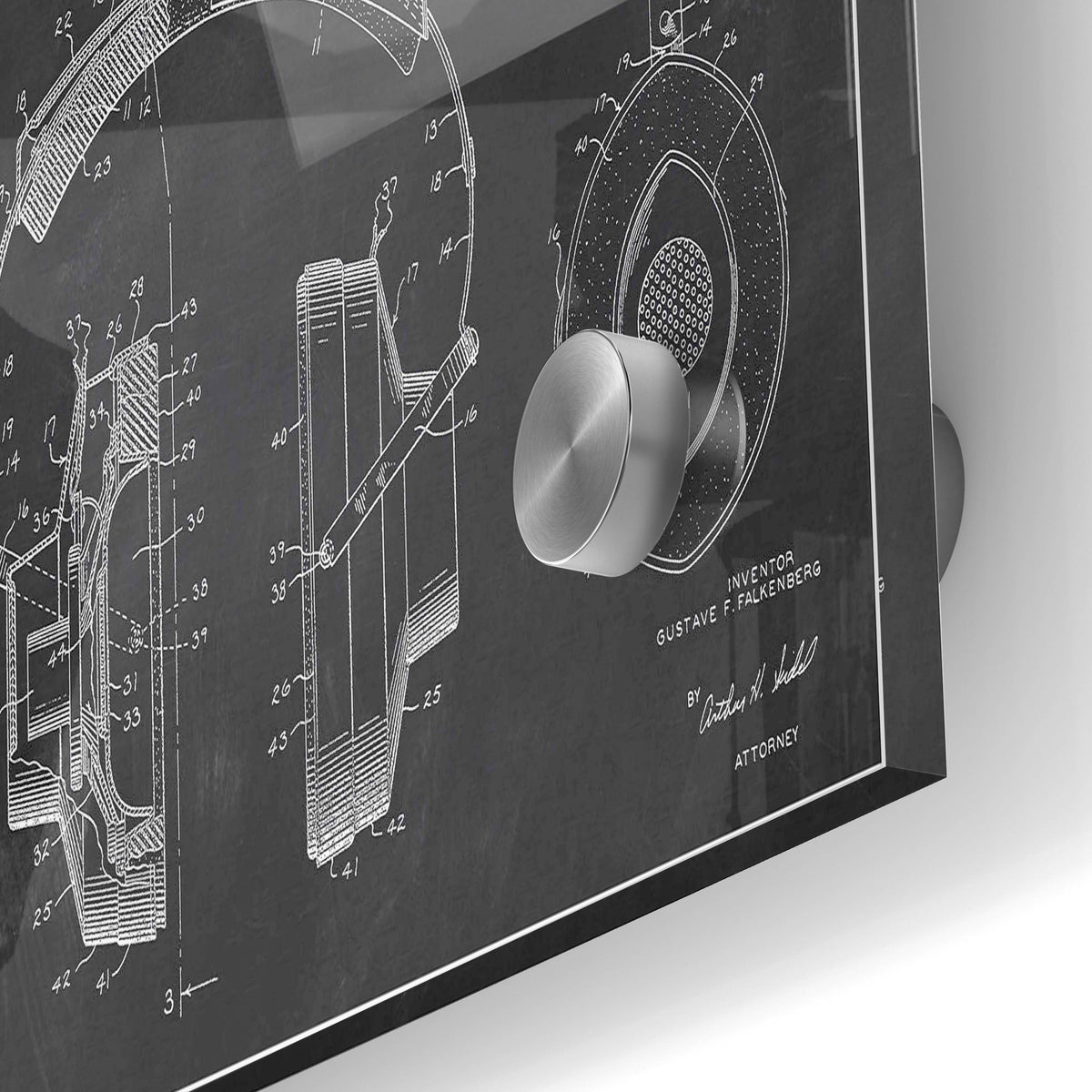 Epic Art 'Headphones Blueprint Patent Chalkboard' Acrylic Glass Wall Art,24x36