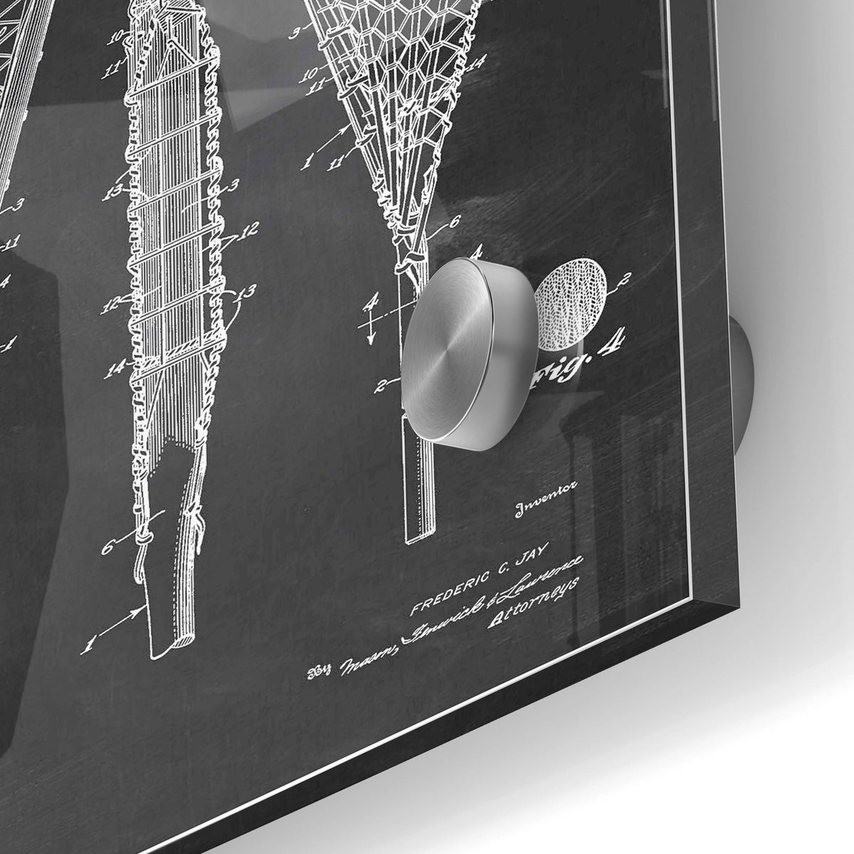 Epic Art 'Lacrosse Racquet Blueprint Patent Chalkboard' Acrylic Glass Wall Art,24x36