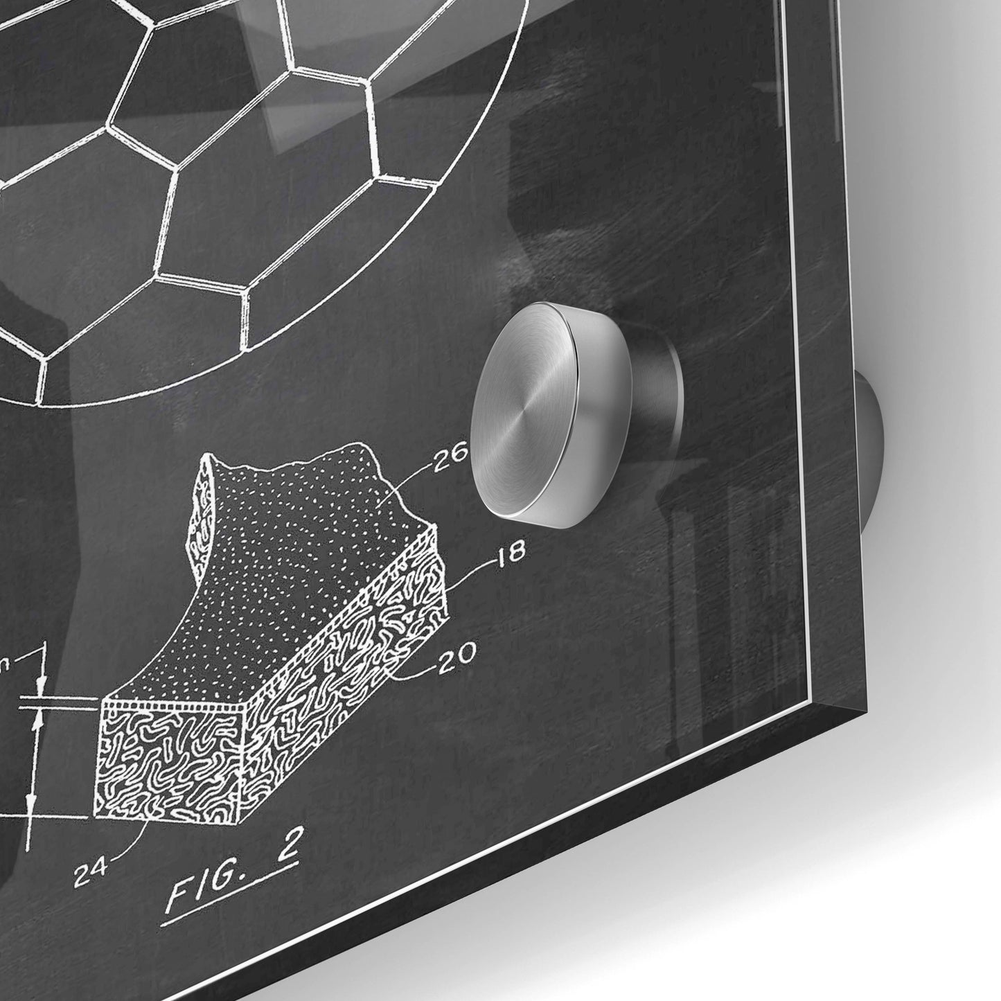 Epic Art 'Soccer Ball Blueprint Patent Chalkboard' Acrylic Glass Wall Art,24x36