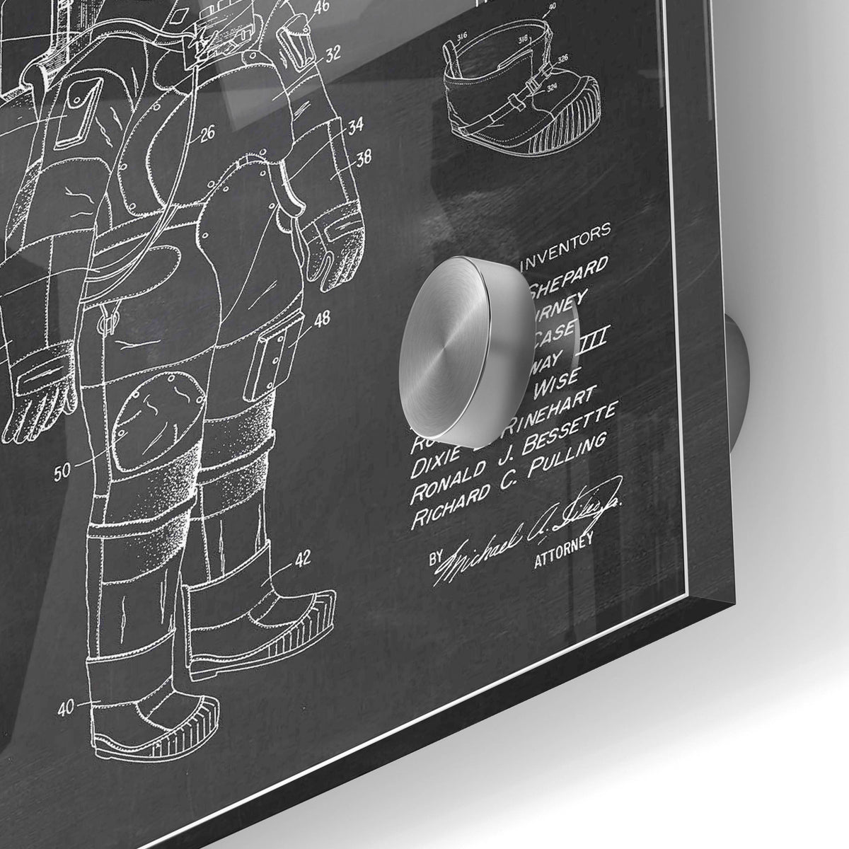 Epic Art 'Space Suit Blueprint Patent Chalkboard' Acrylic Glass Wall Art,24x36