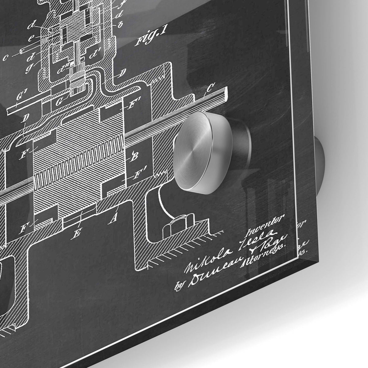 Epic Art 'Tesla Steam Engine Blueprint Patent Chalkboard' Acrylic Glass Wall Art,24x36