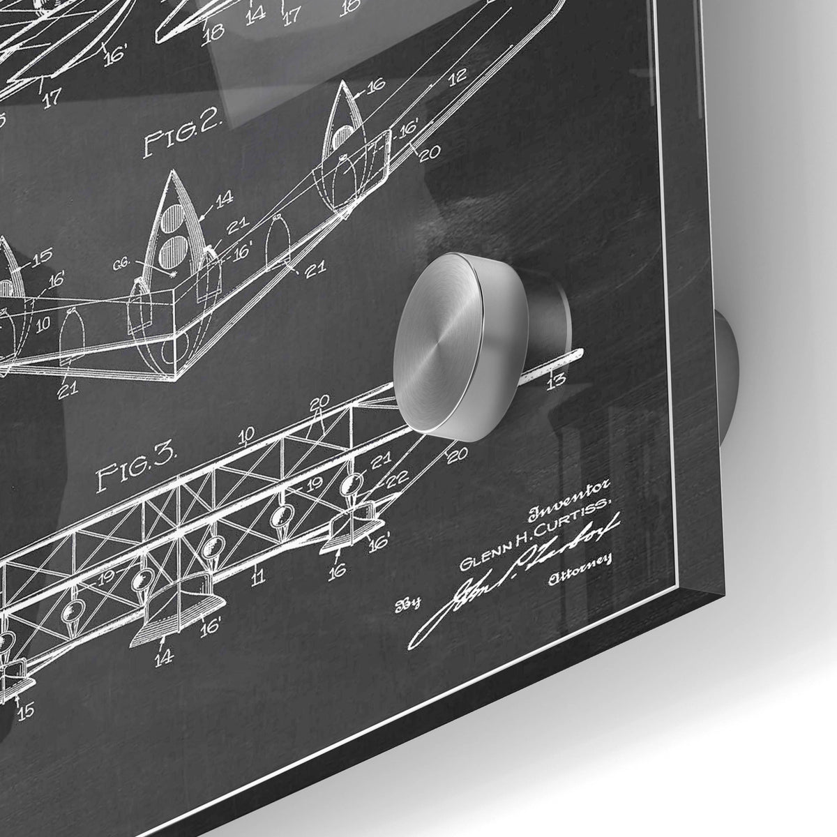 Epic Art 'Tripod Flying Boat Blueprint Patent Chalkboard' Acrylic Glass Wall Art,24x36