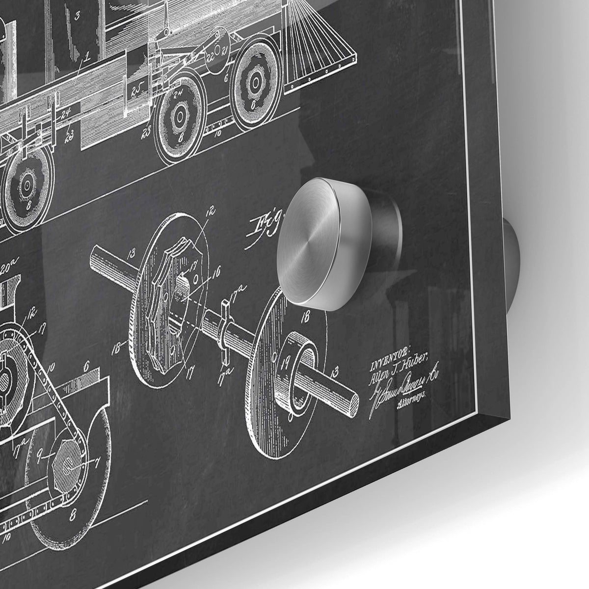 Epic Art 'Locomotive Engine Blueprint Patent Chalkboard' Acrylic Glass Wall Art,24x36