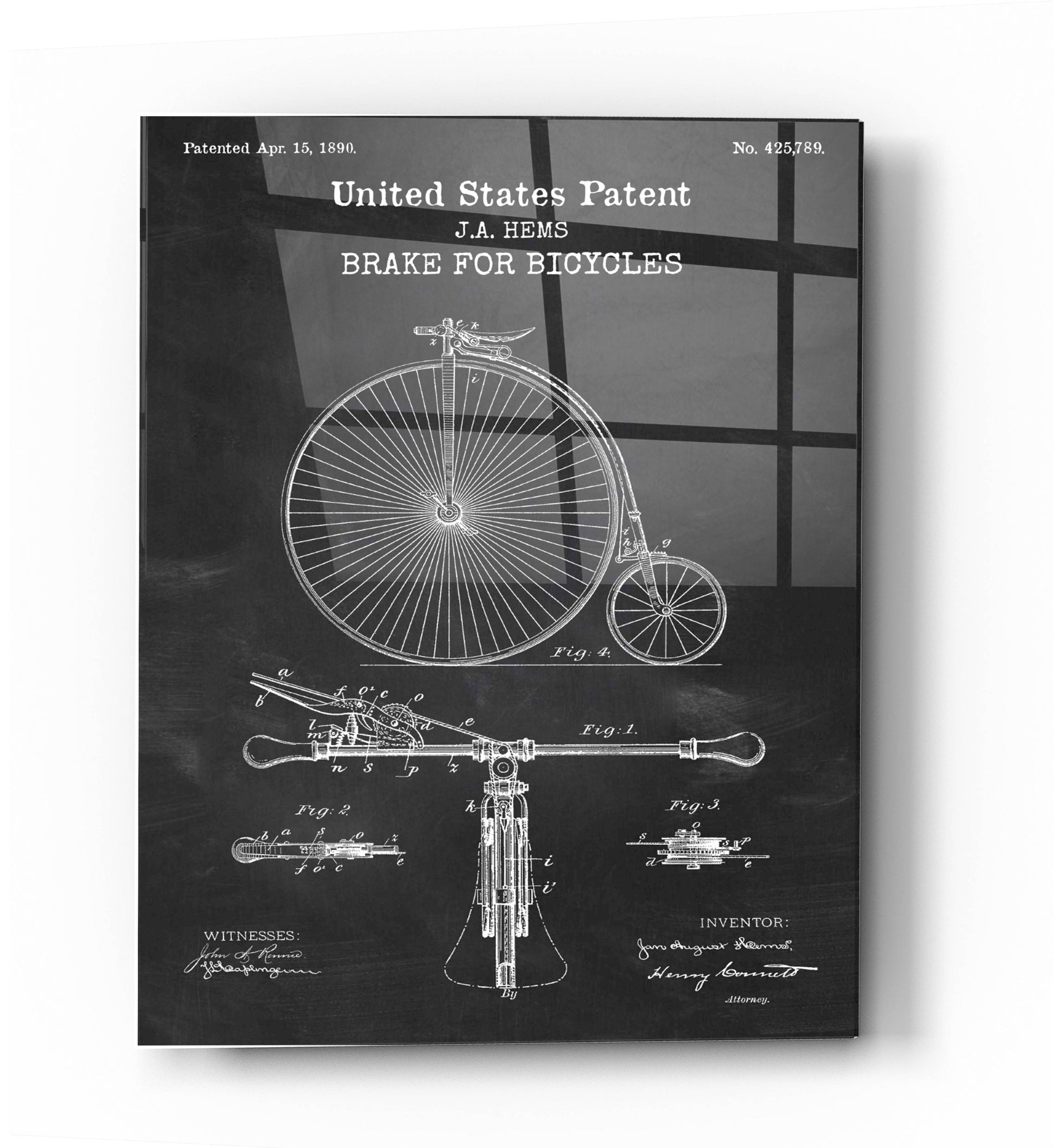Epic Art 'Brake for Vintage Bicycle Blueprint Patent Chalkboard' Acrylic Glass Wall Art,24x36
