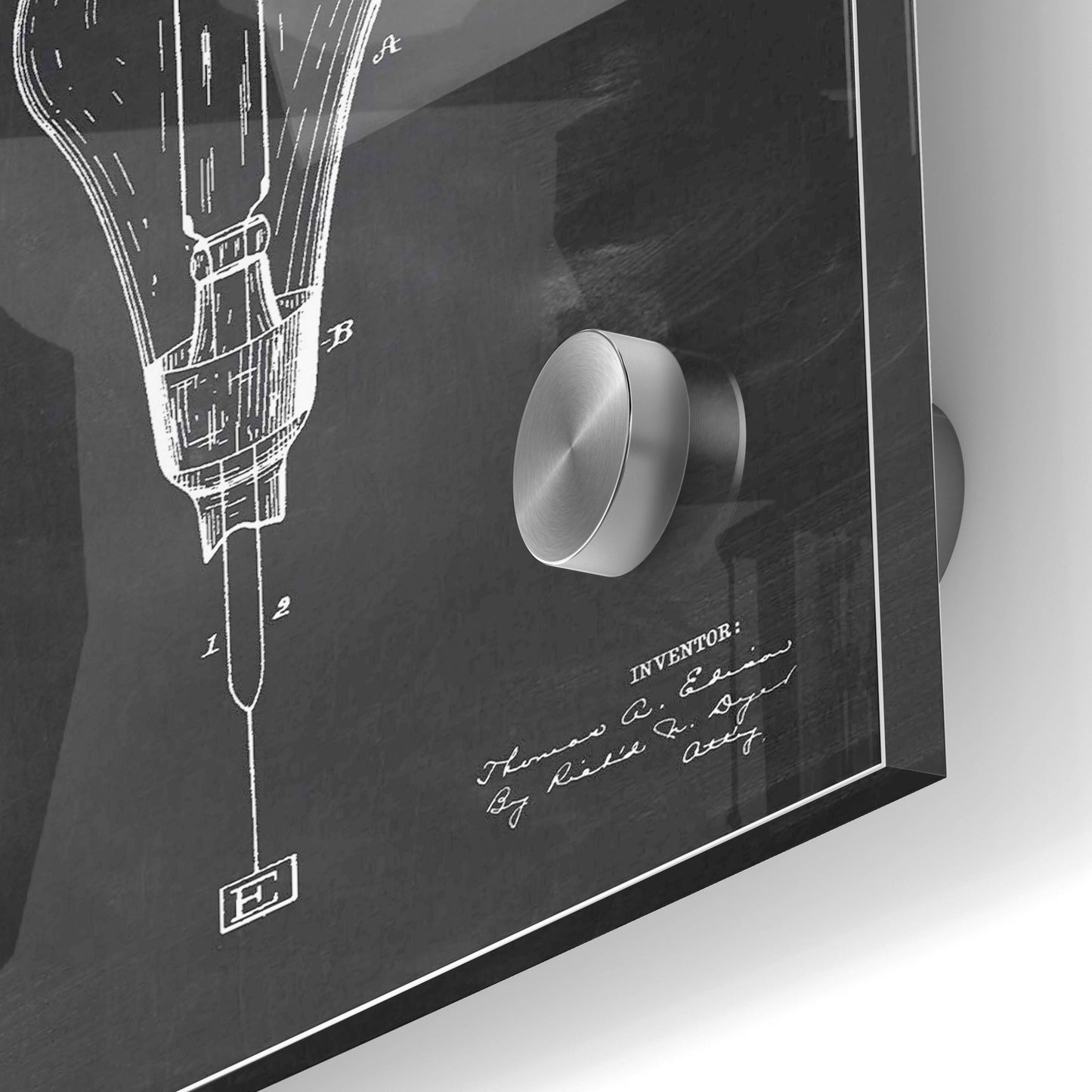 Epic Art 'Incandescent Lamp Blueprint Patent Chalkboard' Acrylic Glass Wall Art,24x36