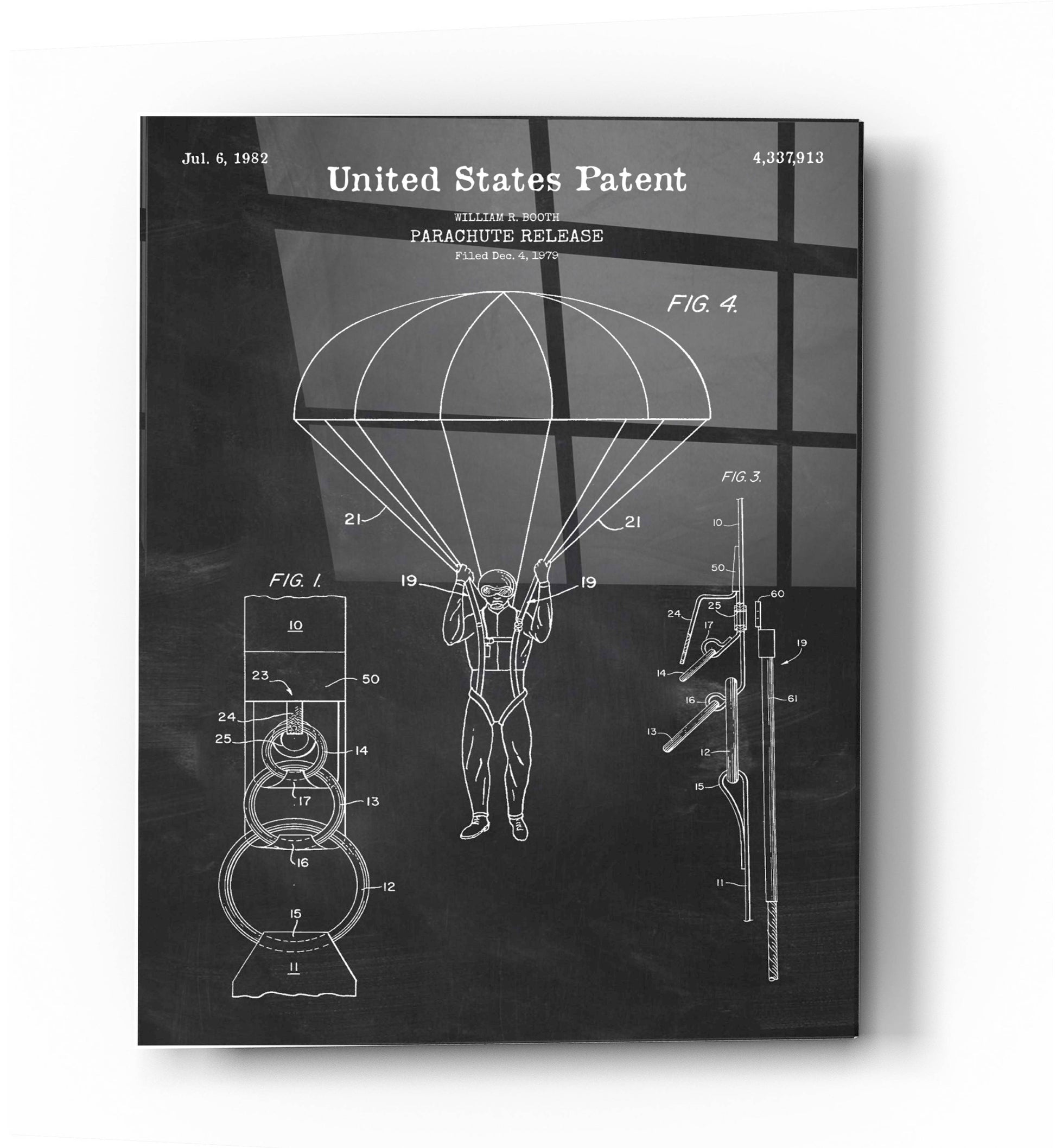 Epic Art 'Parachute Release Blueprint Patent Chalkboard' Acrylic Glass Wall Art,24x36
