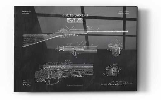 Epic Art 'Rifle Blueprint Patent Chalkboard' Acrylic Glass Wall Art