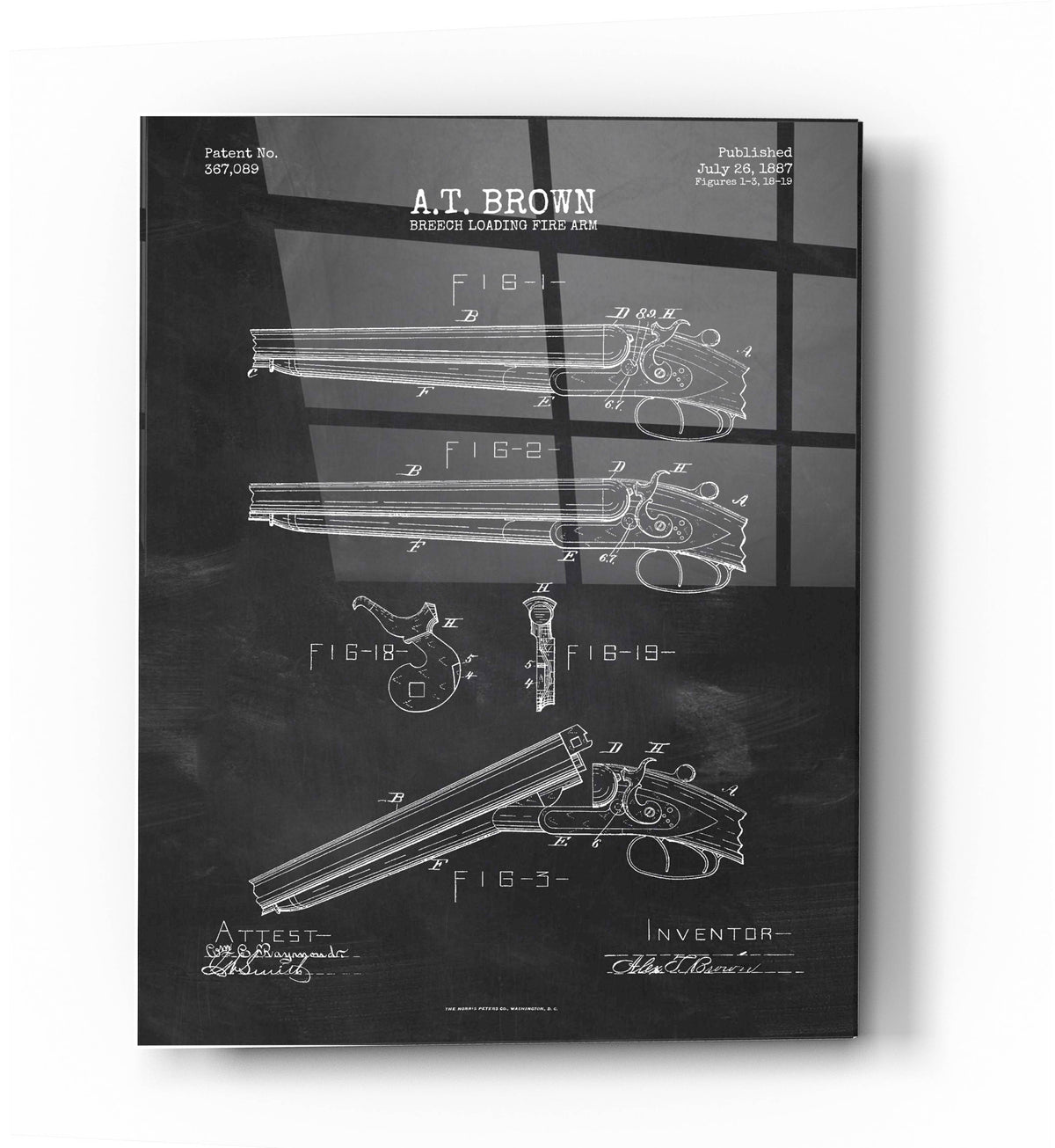 Epic Art 'Shotgun Blueprint Patent Chalkboard' Acrylic Glass Wall Art