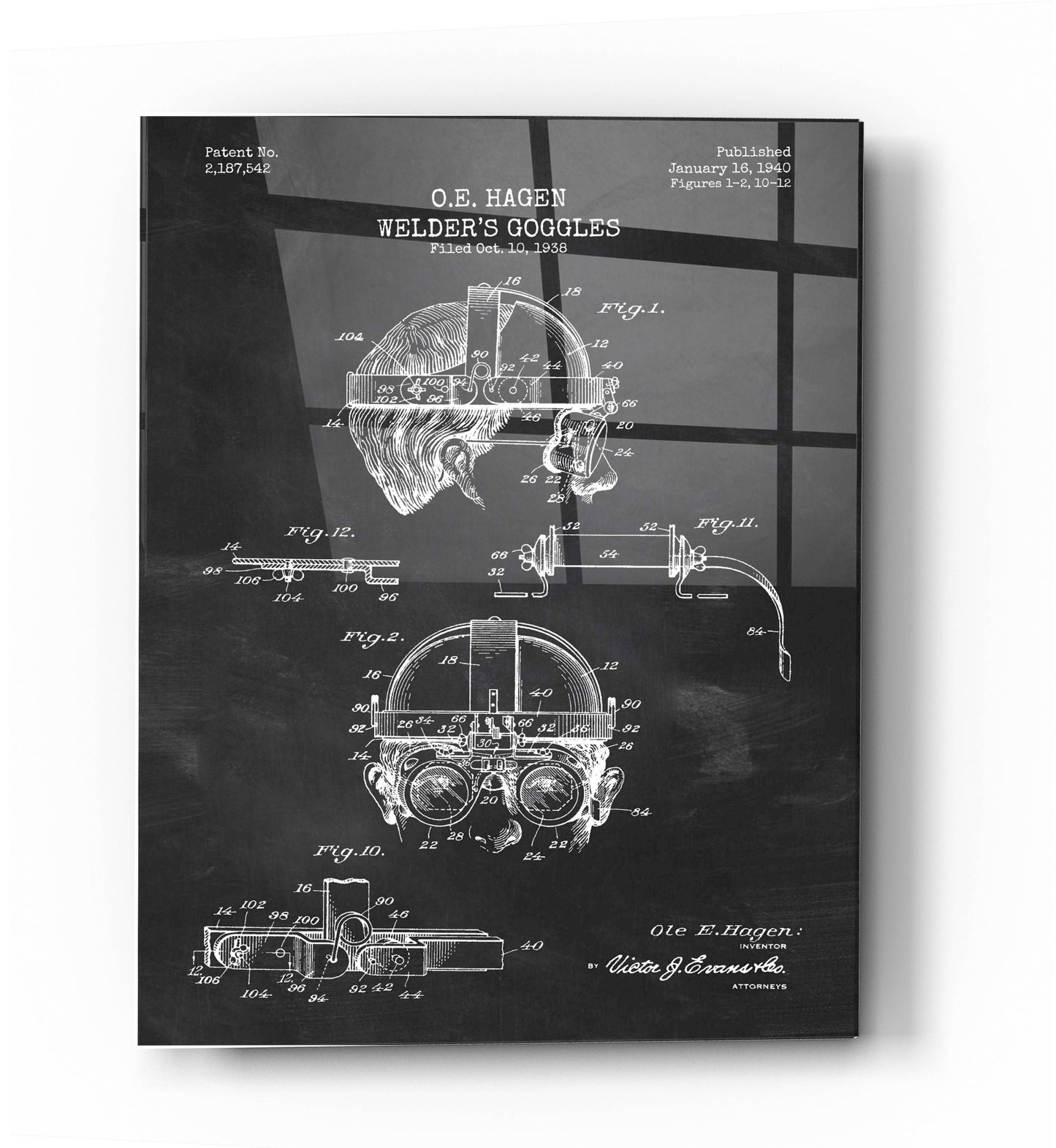 Epic Art 'Welding Goggles Blueprint Patent Chalkboard' Acrylic Glass Wall Art