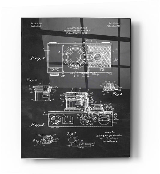 Epic Art 'Camera, 1936 Blueprint Patent Chalkboard' Acrylic Glass Wall Art