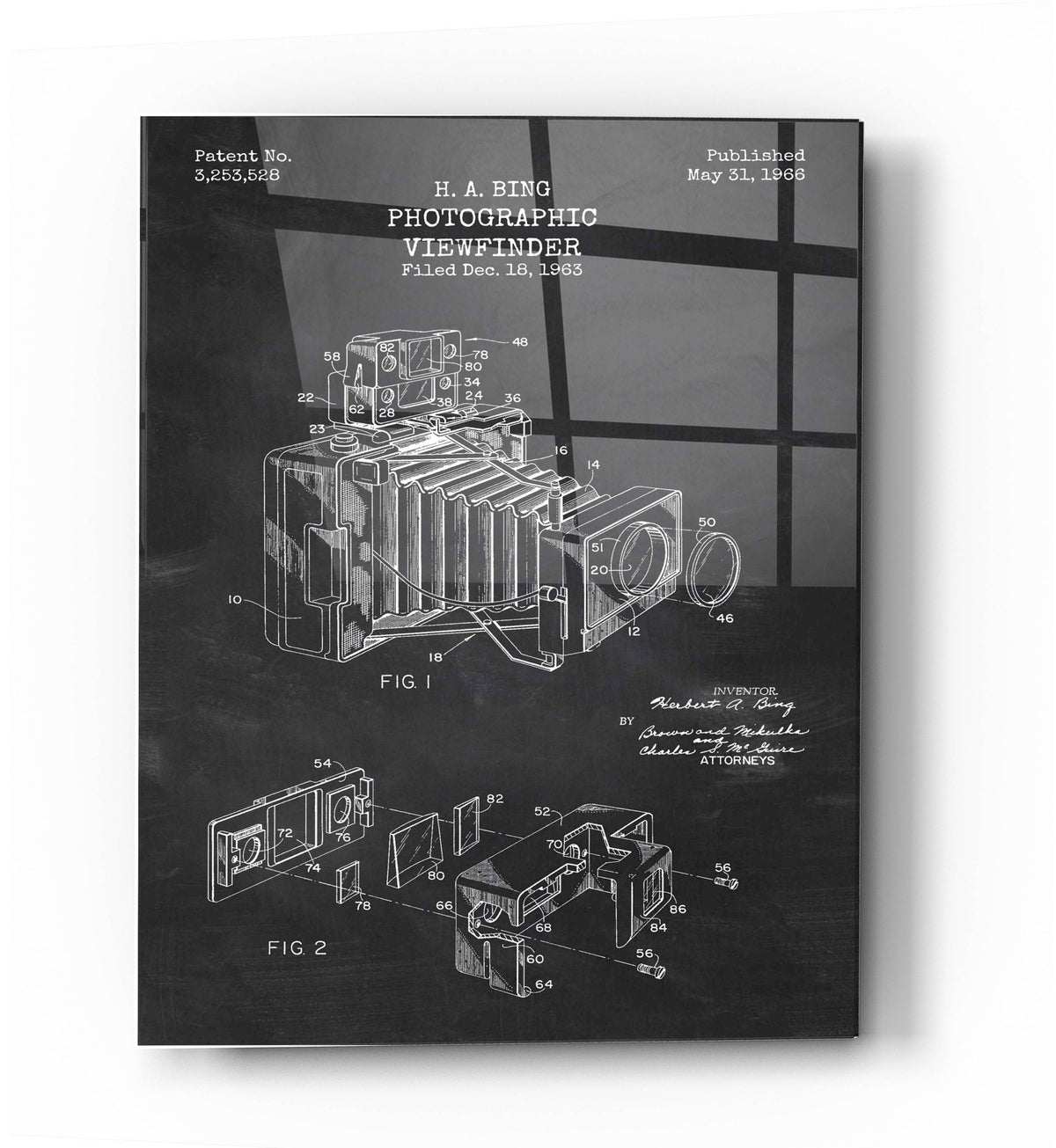 Epic Art 'Photographic Viewfinder Blueprint Patent Chalkboard' Acrylic Glass Wall Art