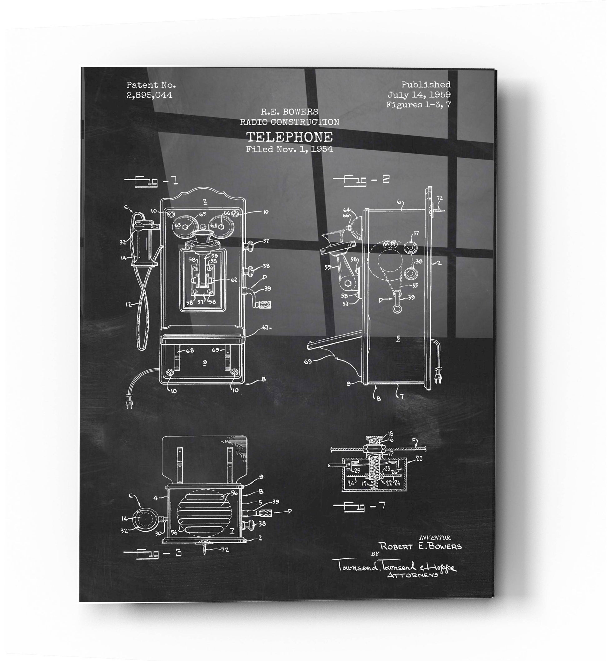 Epic Art 'Telephone, 1959 Blueprint Patent Chalkboard' Acrylic Glass Wall Art