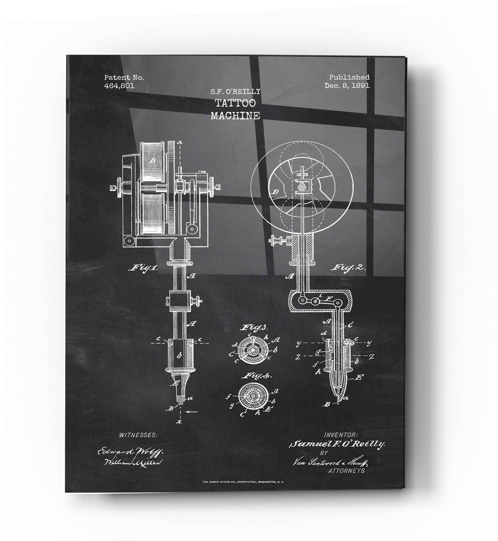 Epic Art 'Tattoo Machine Blueprint Patent Chalkboard' Acrylic Glass Wall Art