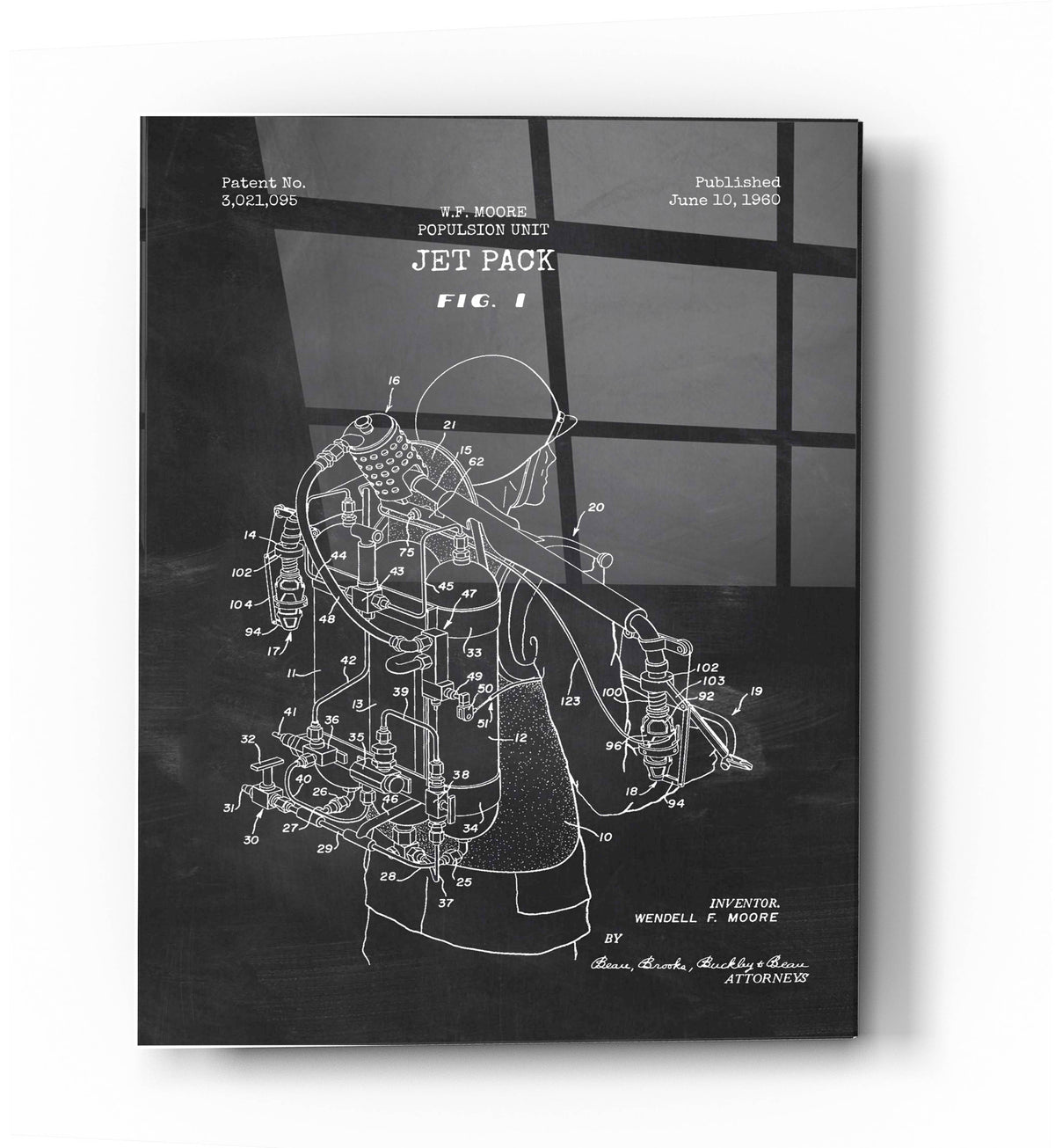 Epic Art 'Jet Pack Blueprint Patent Chalkboard' Acrylic Glass Wall Art