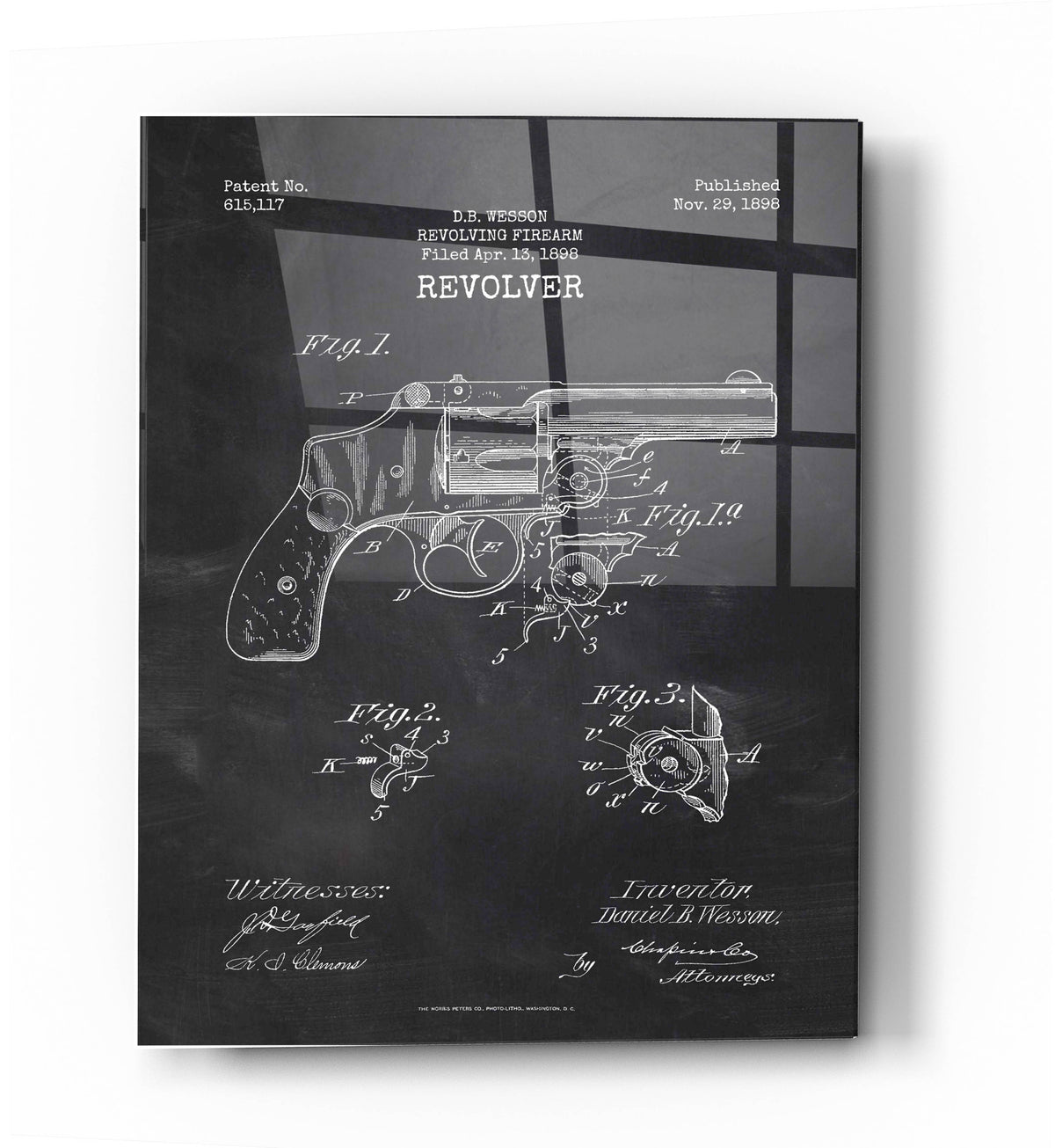Epic Art 'Revolver Blueprint Patent Chalkboard' Acrylic Glass Wall Art