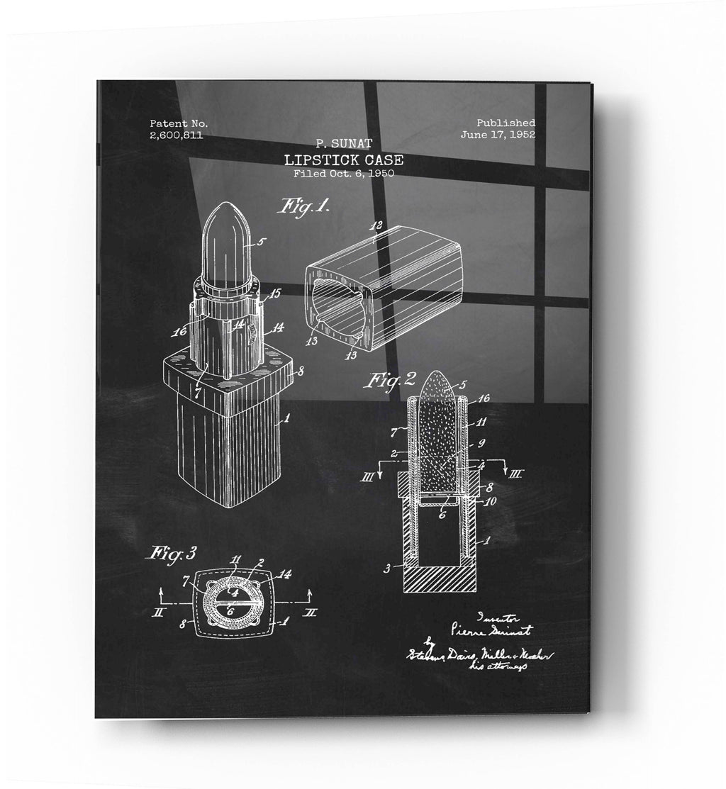 Epic Art 'Lipstick Case Blueprint Chalkboard Patent' Acrylic Glass Wall Art