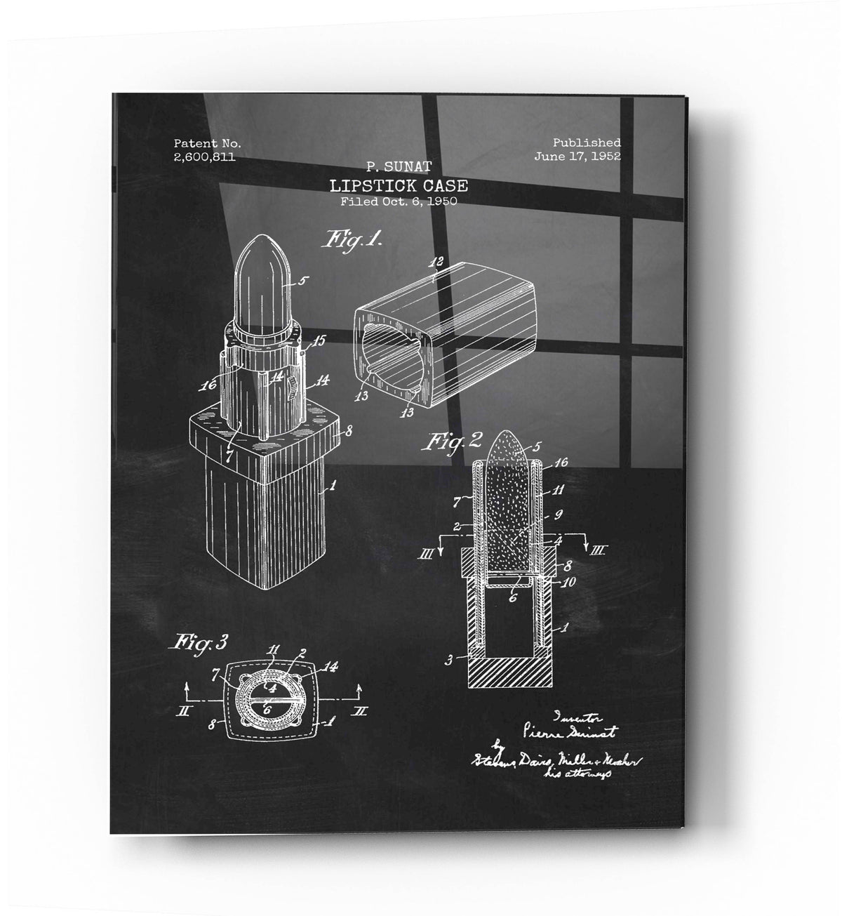 Epic Art 'Lipstick Case Blueprint Chalkboard Patent' Acrylic Glass Wall Art