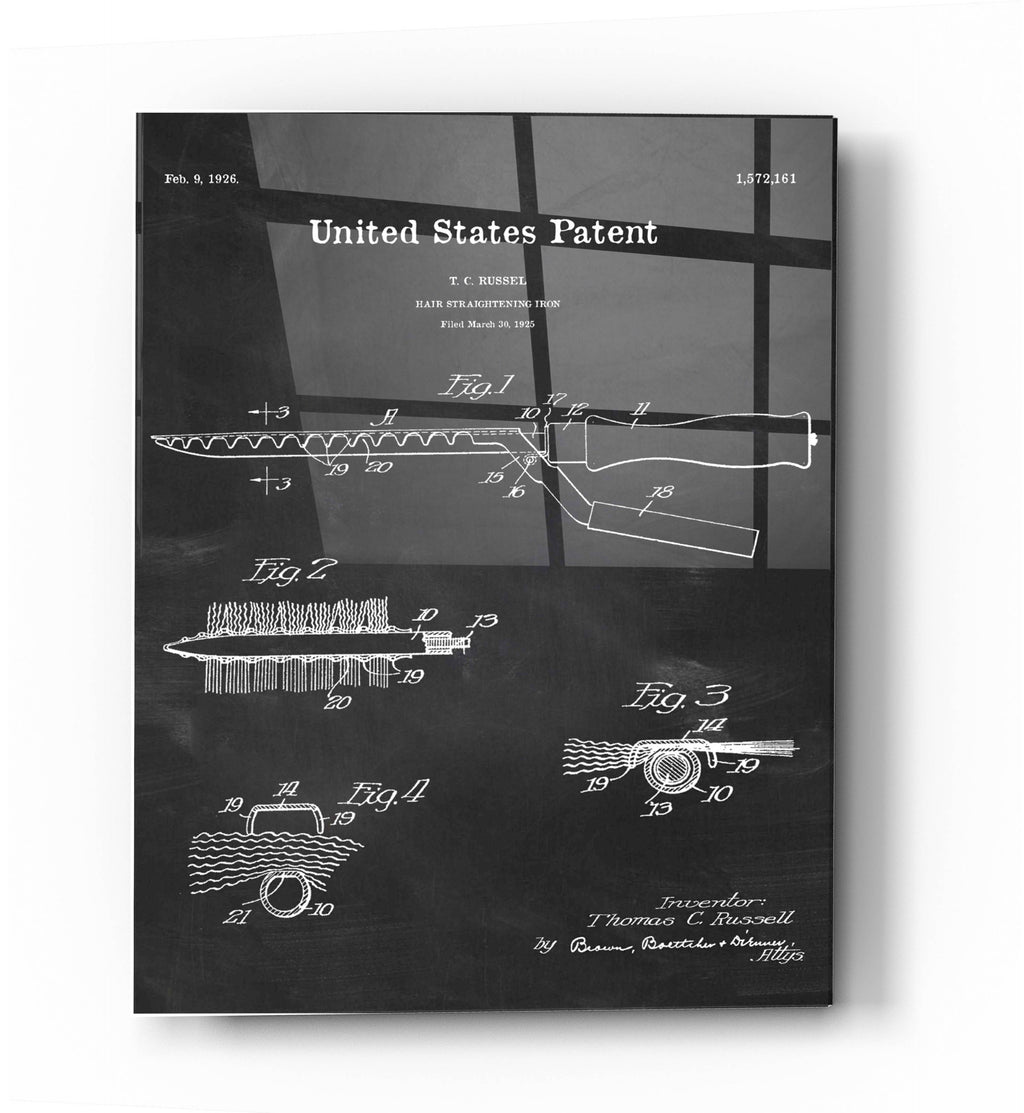Epic Art 'Hair Straightening Iron Blueprint Patent Chalkboard' Acrylic Glass Wall Art