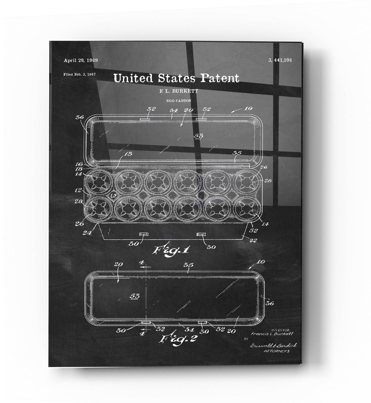 Epic Art 'Egg Carton Blueprint Patent Chalkboard' Acrylic Glass Wall Art