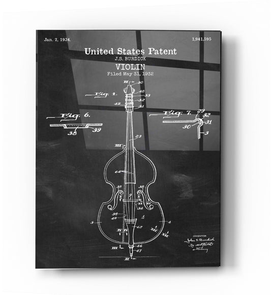 Epic Art 'Violin Blueprint Patent Chalkboard' Acrylic Glass Wall Art