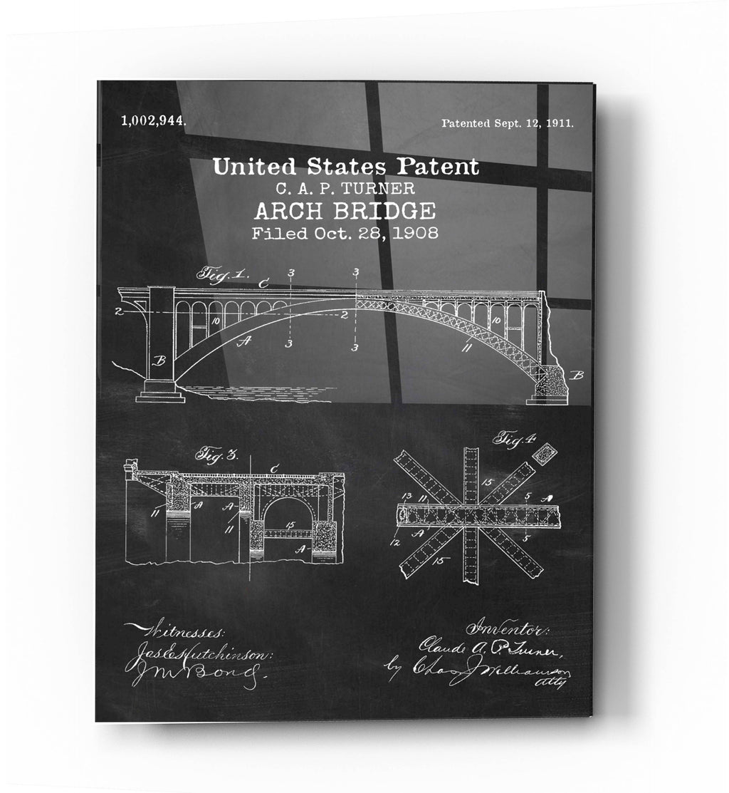 Epic Art 'Arch Bridge Blueprint Patent Chalkboard' Acrylic Glass Wall Art