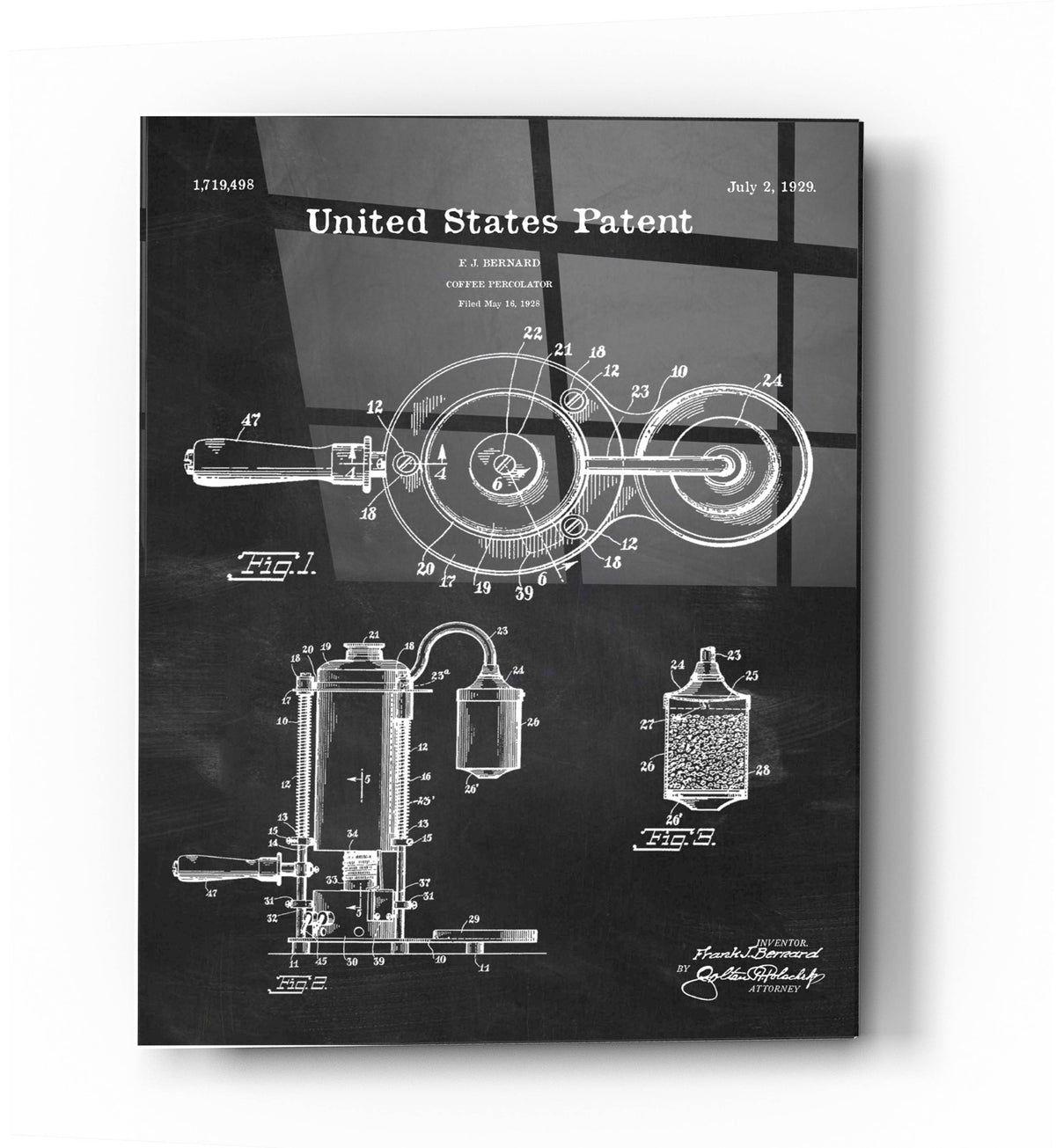 Epic Art 'Coffee Percolator Blueprint Patent Chalkboard' Acrylic Glass Wall Art