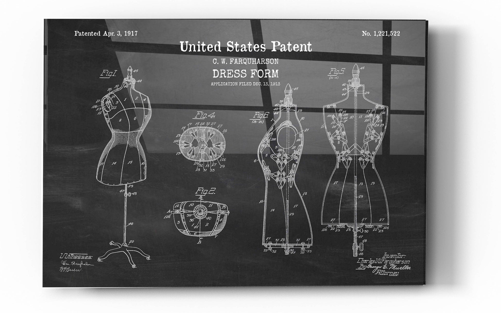 Epic Art 'Dress Form Blueprint Patent Chalkboard' Acrylic Glass Wall Art