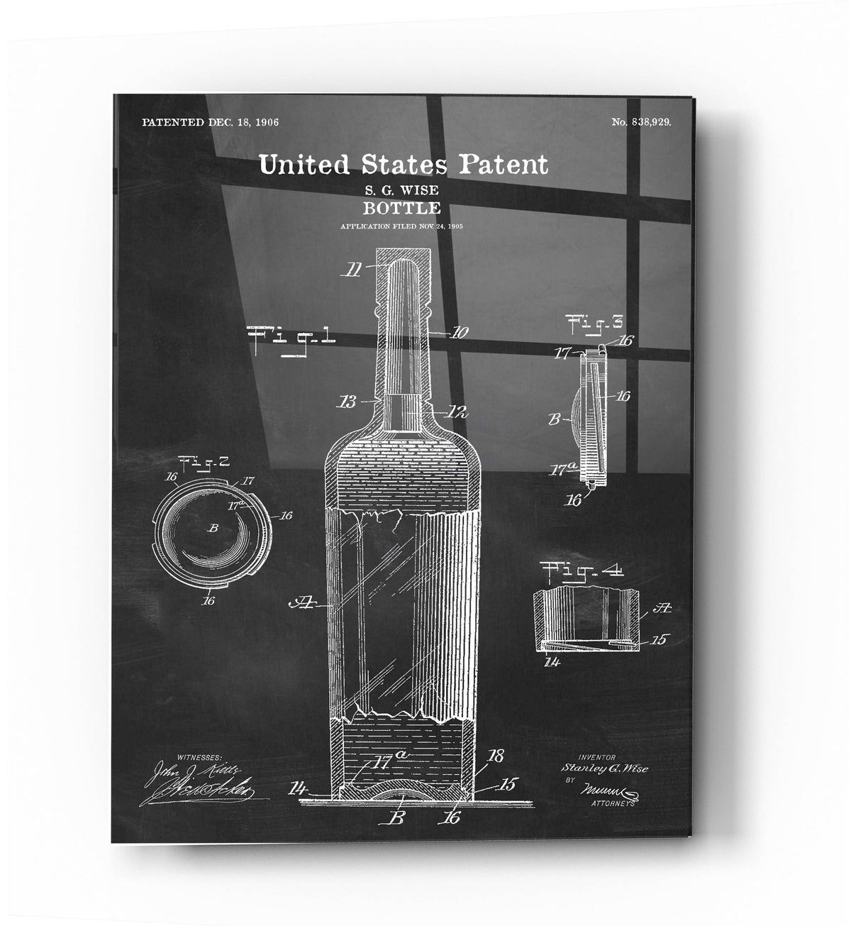 Epic Art 'Bottle Blueprint Patent Chalkboard' Acrylic Glass Wall Art