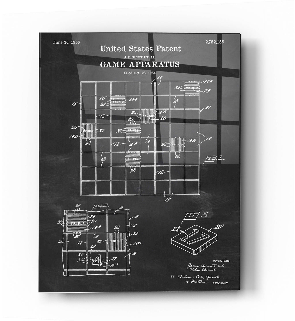 Epic Art 'Game Apparatus Blueprint Patent Chalkboard' Acrylic Glass Wall Art