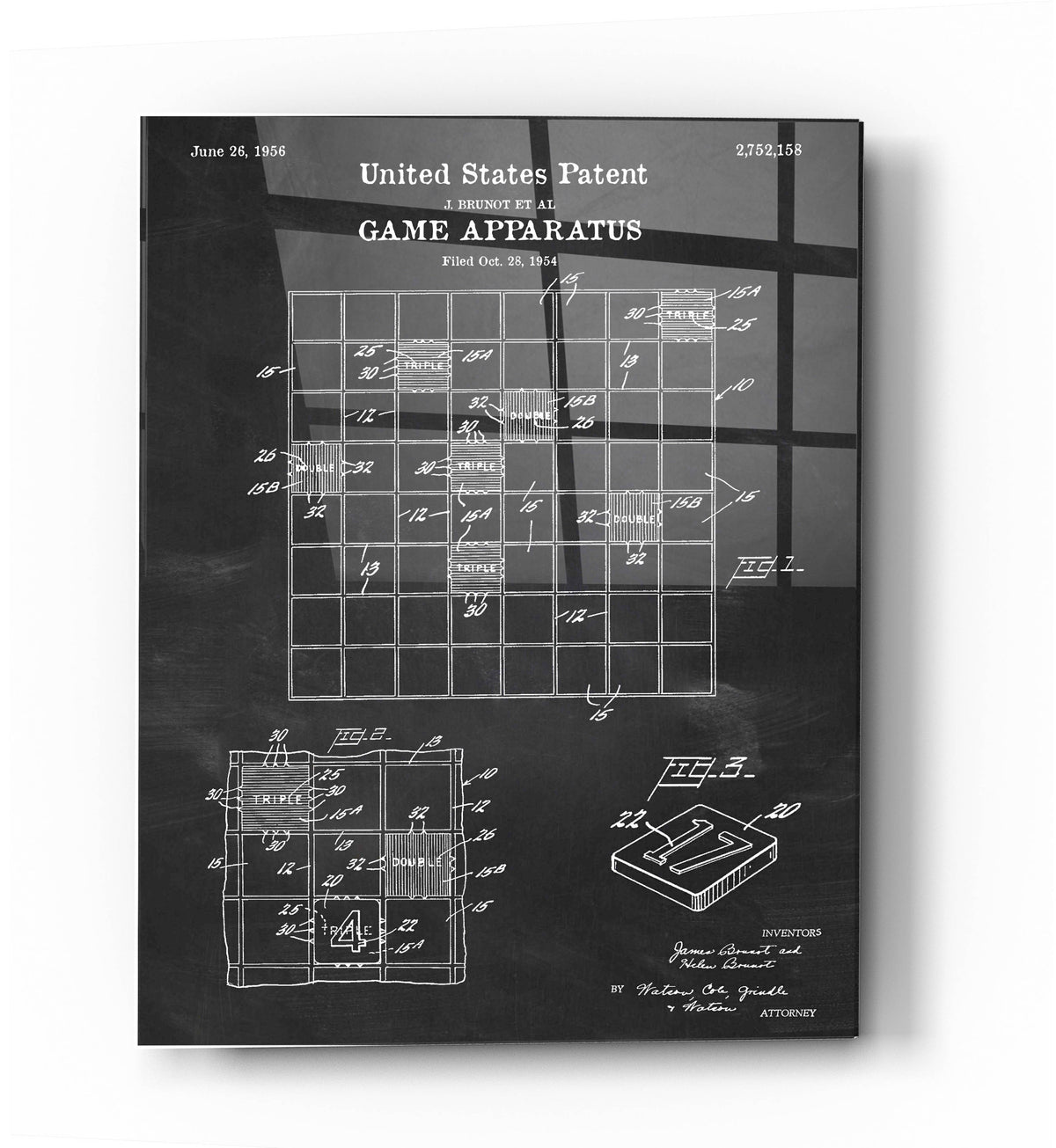 Epic Art 'Game Apparatus Blueprint Patent Chalkboard' Acrylic Glass Wall Art