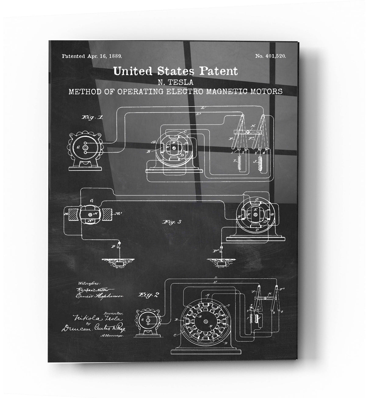Epic Art 'Operating Tesla Motor Blueprint Patent Chalkboard' Acrylic Glass Wall Art