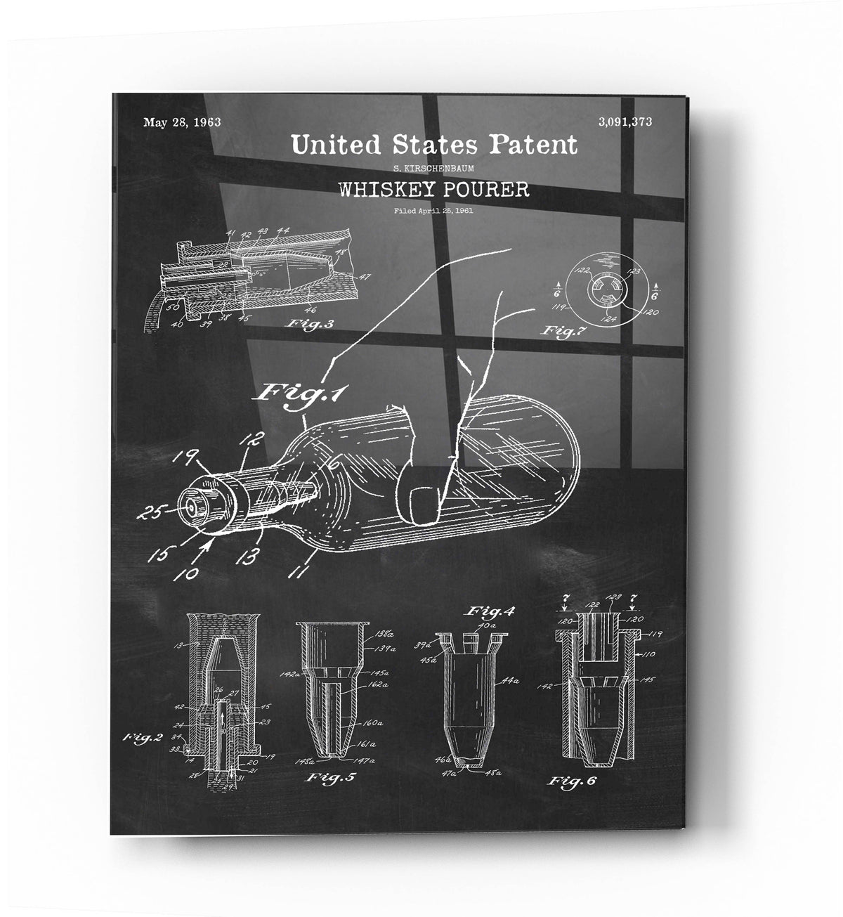 Epic Art 'Whiskey Pourer Blueprint Patent Chalkboard' Acrylic Glass Wall Art