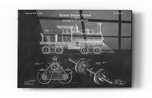 Epic Art 'Locomotive Engine Blueprint Patent Chalkboard' Acrylic Glass Wall Art