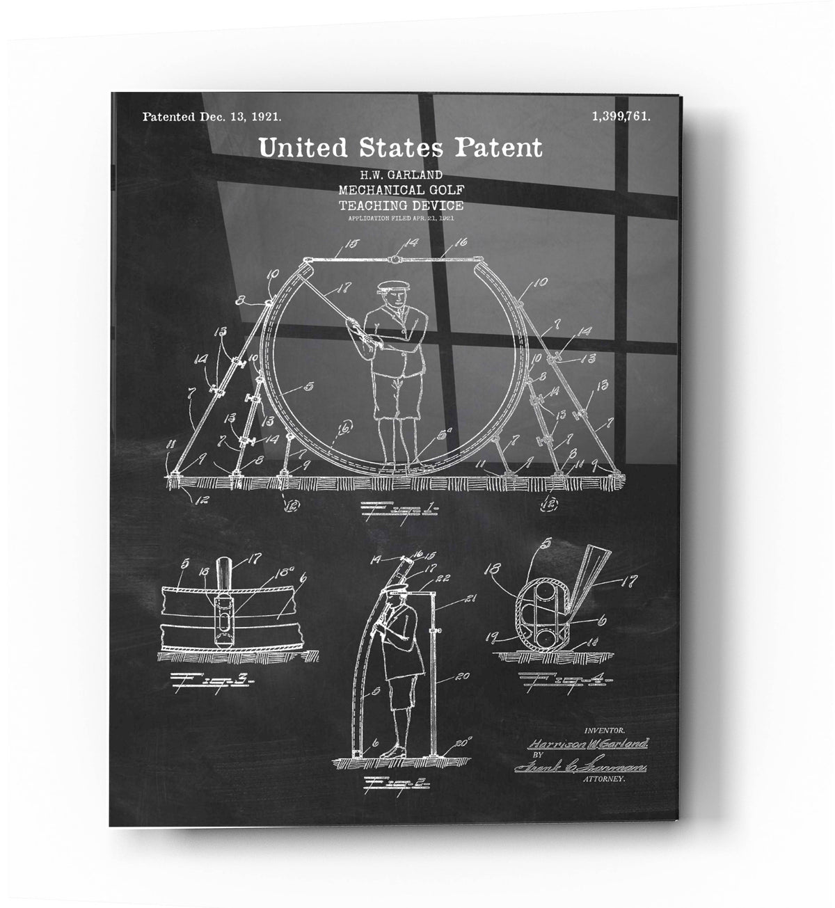 Epic Art 'Golf Teaching Device Blueprint Patent Chalkboard' Acrylic Glass Wall Art