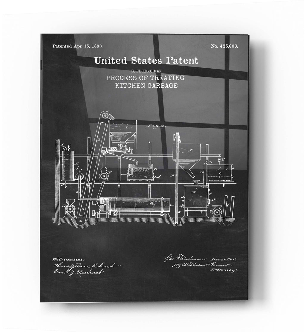 Epic Art 'Kitchen Garbage Blueprint Patent Chalkboard' Acrylic Glass Wall Art