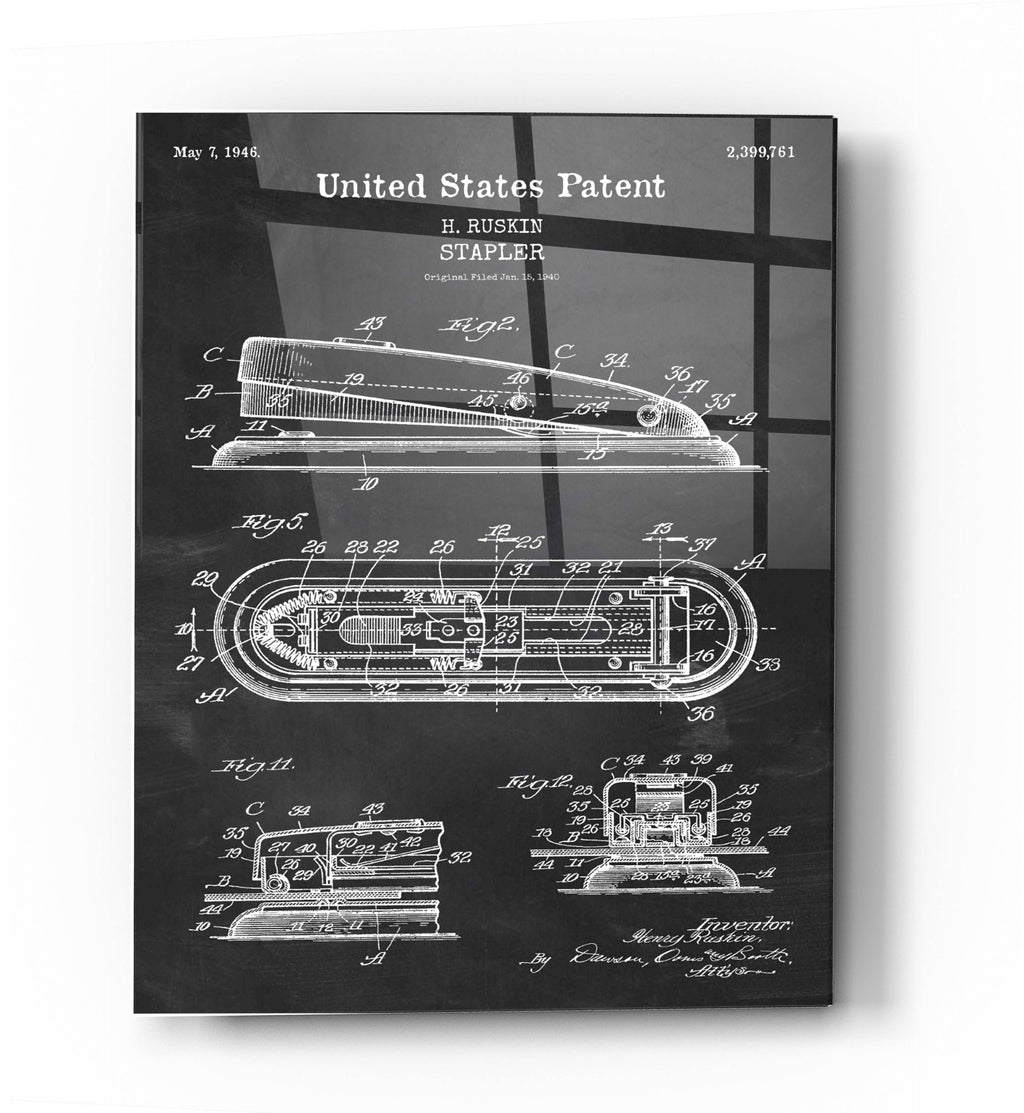 Epic Art 'Stapler Blueprint Patent Chalkboard' Acrylic Glass Wall Art