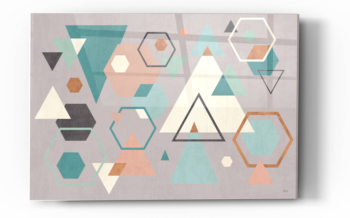 Epic Art 'Abstract Geo I Gray' by Veronique Charron, Acrylic Glass Wall Art