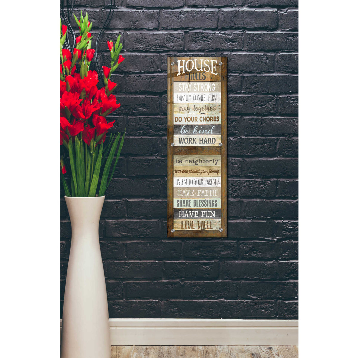 Epic Art 'House Rules' by Marla Rae, Acrylic Glass Wall Art,12x36