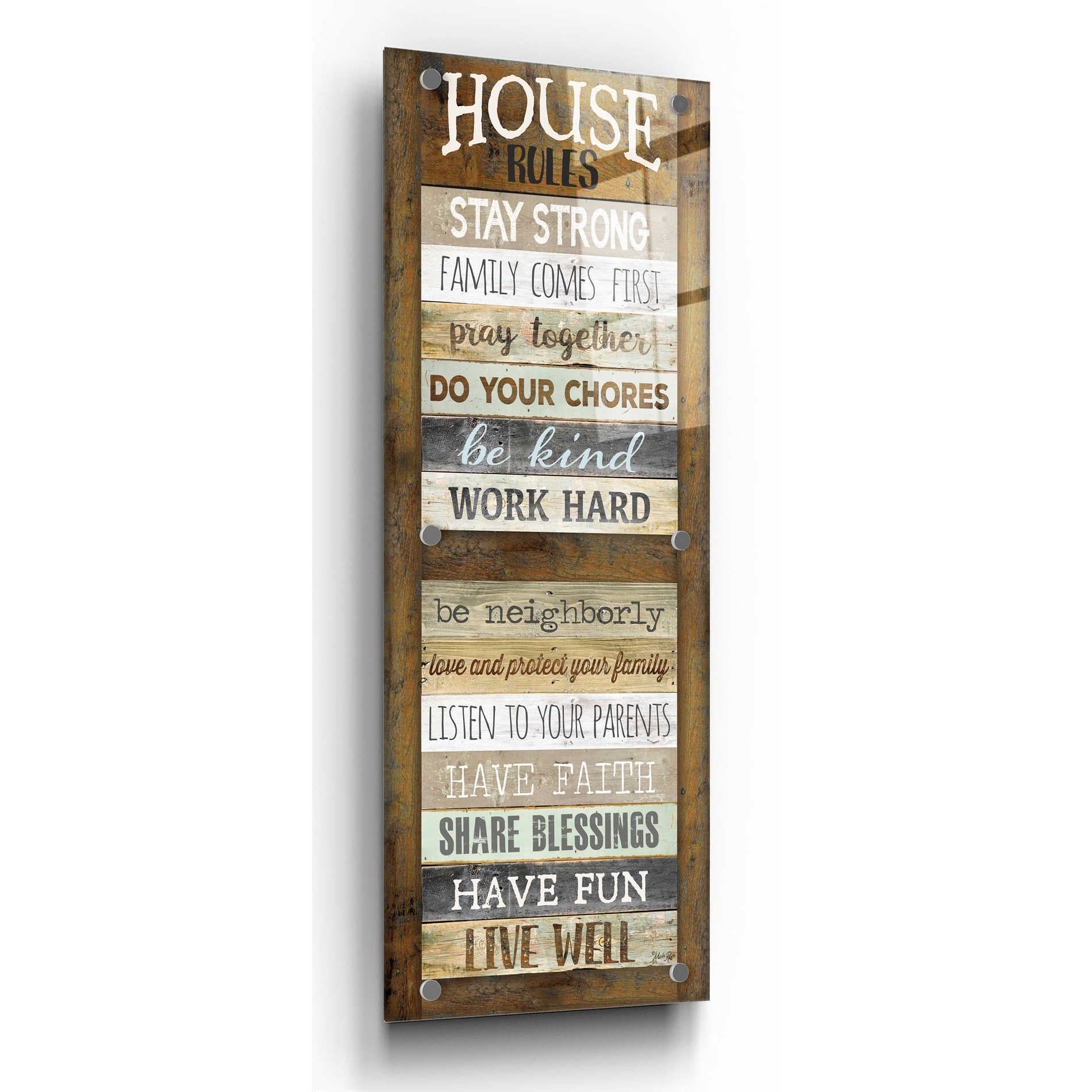 Epic Art 'House Rules' by Marla Rae, Acrylic Glass Wall Art,12x36