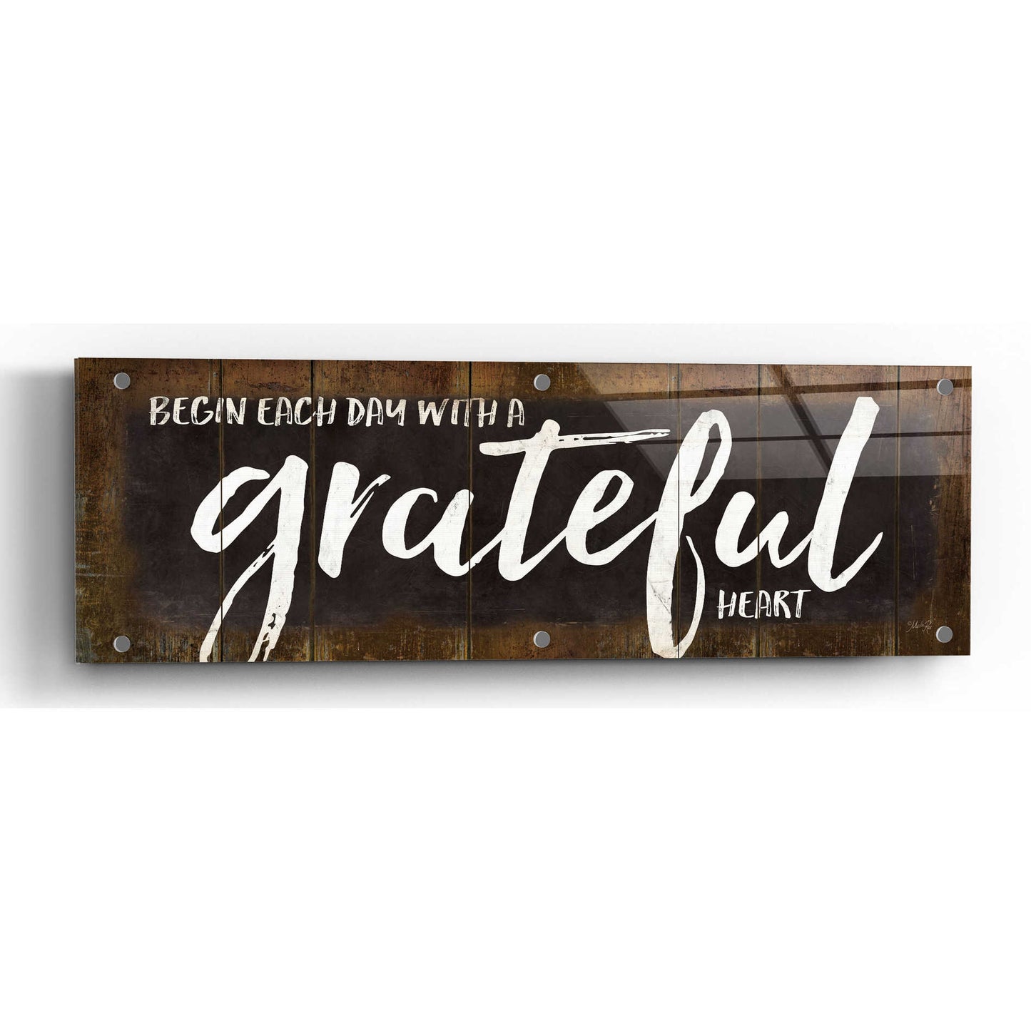 Epic Art 'Begin Each Day with a Grateful Heart' by Marla Rae, Acrylic Glass Wall Art,36x12