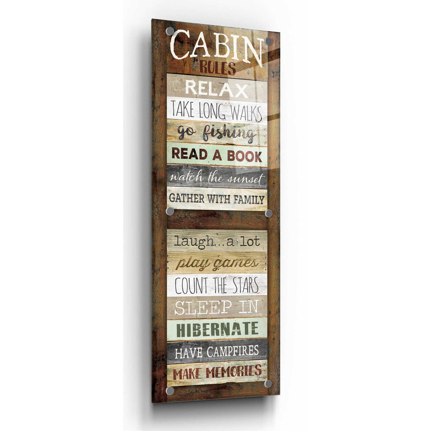 Epic Art 'Cabin Rules' by Marla Rae, Acrylic Glass Wall Art,16x48